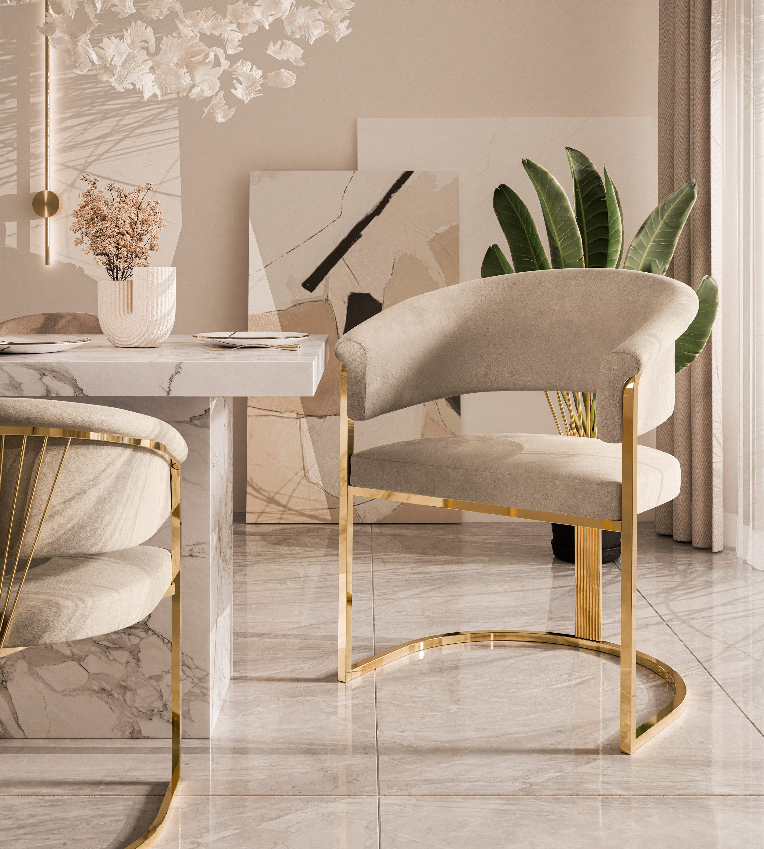 Lookway Polsterstuhl MOUNIR BEIGE mit einem günstig online kaufen