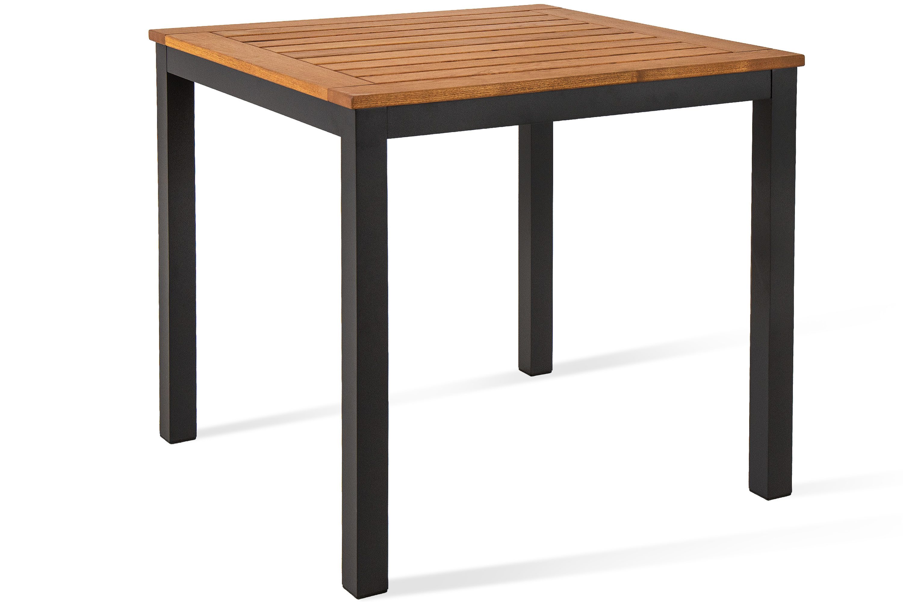 KONSIMO® Gartentisch LENTI Holztisch, FCS-Zertifikat, Premiumqualität aus EU (80 cm x 76 cm x 80 cm), hochwertiges massives Robinienholz, zwei Größen, quadratisch