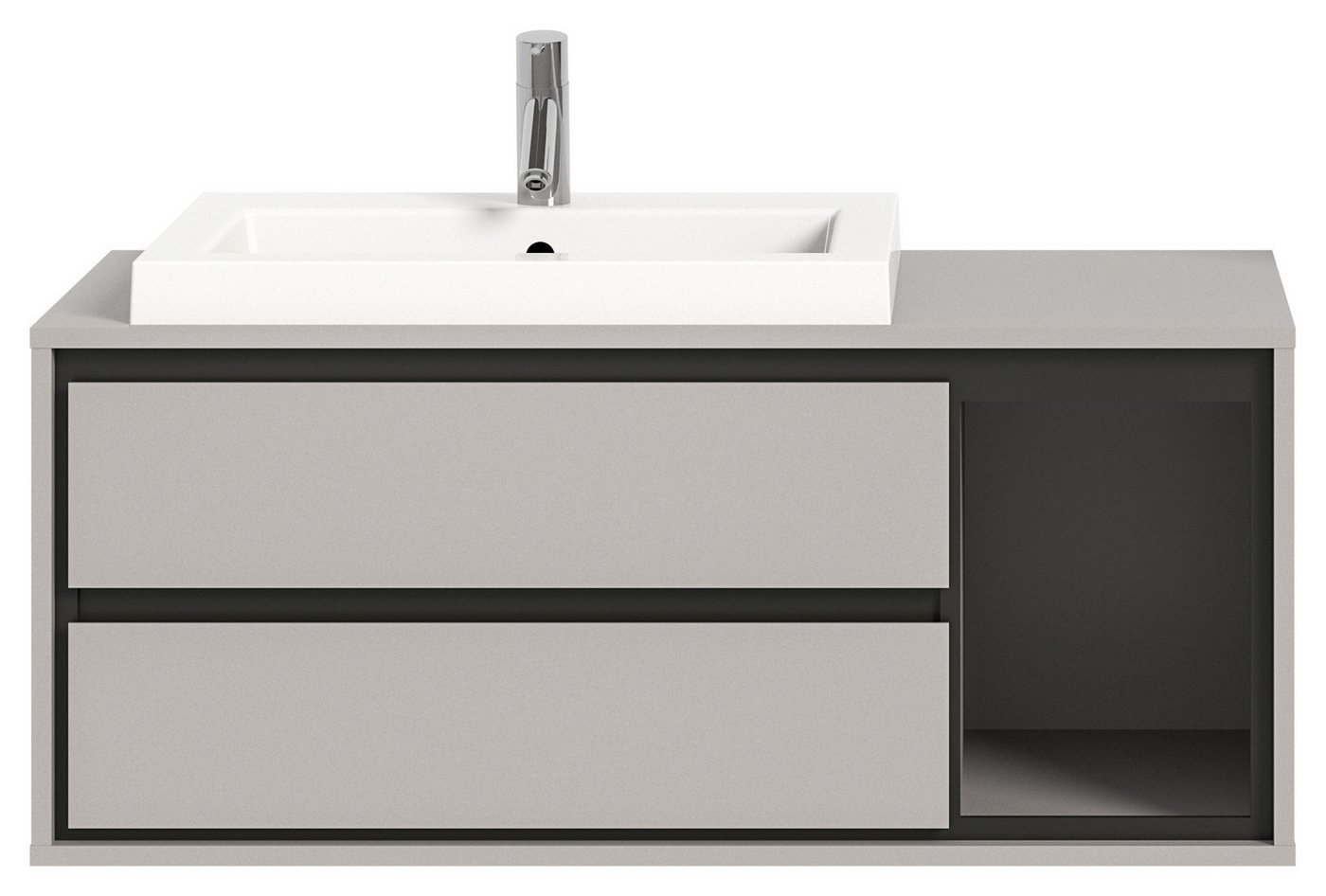 Thumbnail - xonox.home Waschtisch-Set Jaru, Grau Melamin Modern 100x43x48 cm
