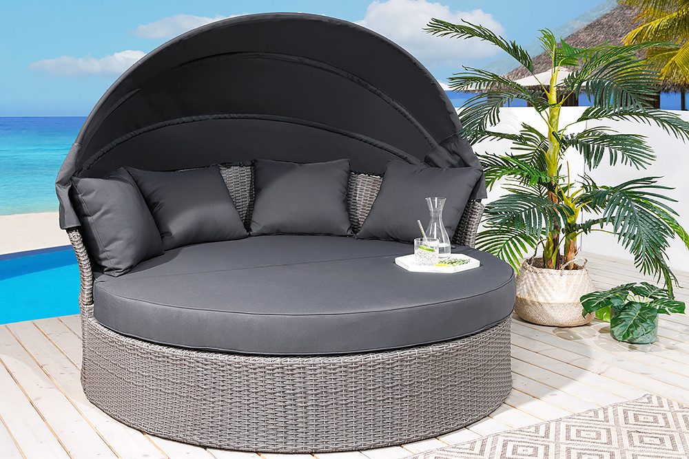 riess-ambiente Sonneninsel PLAYA LIVING 165cm grau / anthrazit · Polyrattan günstig online kaufen