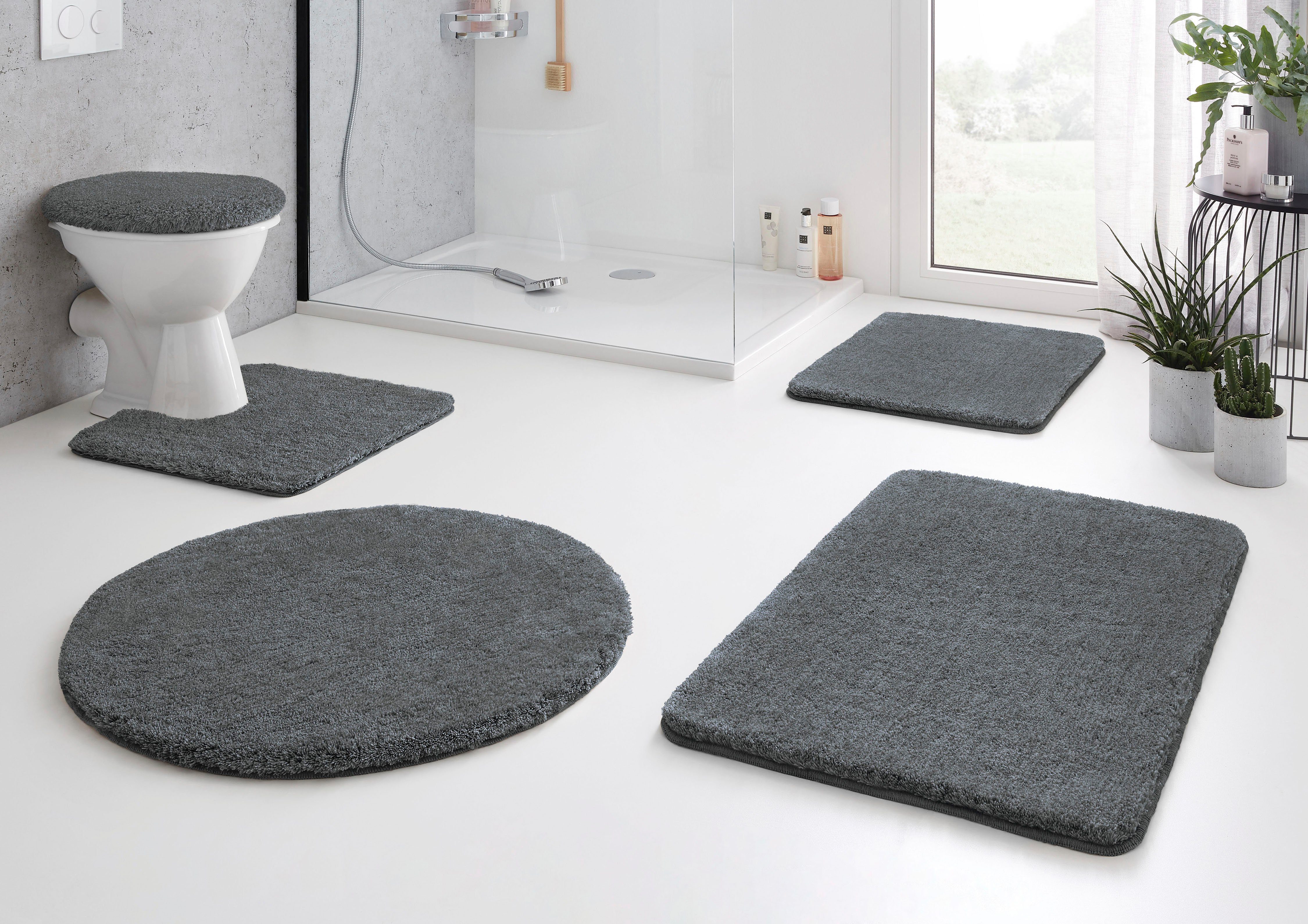 Kleine Wolke Badematte RELAX, Höhe 30 mm, rutschhemmend beschichtet, fußbodenheizungsgeeignet, Polyacryl, WC-Deckelbezug, WC-Deckelbezug, Badteppich, Uni Farben, rechteckig, rund & als Set erhältlich