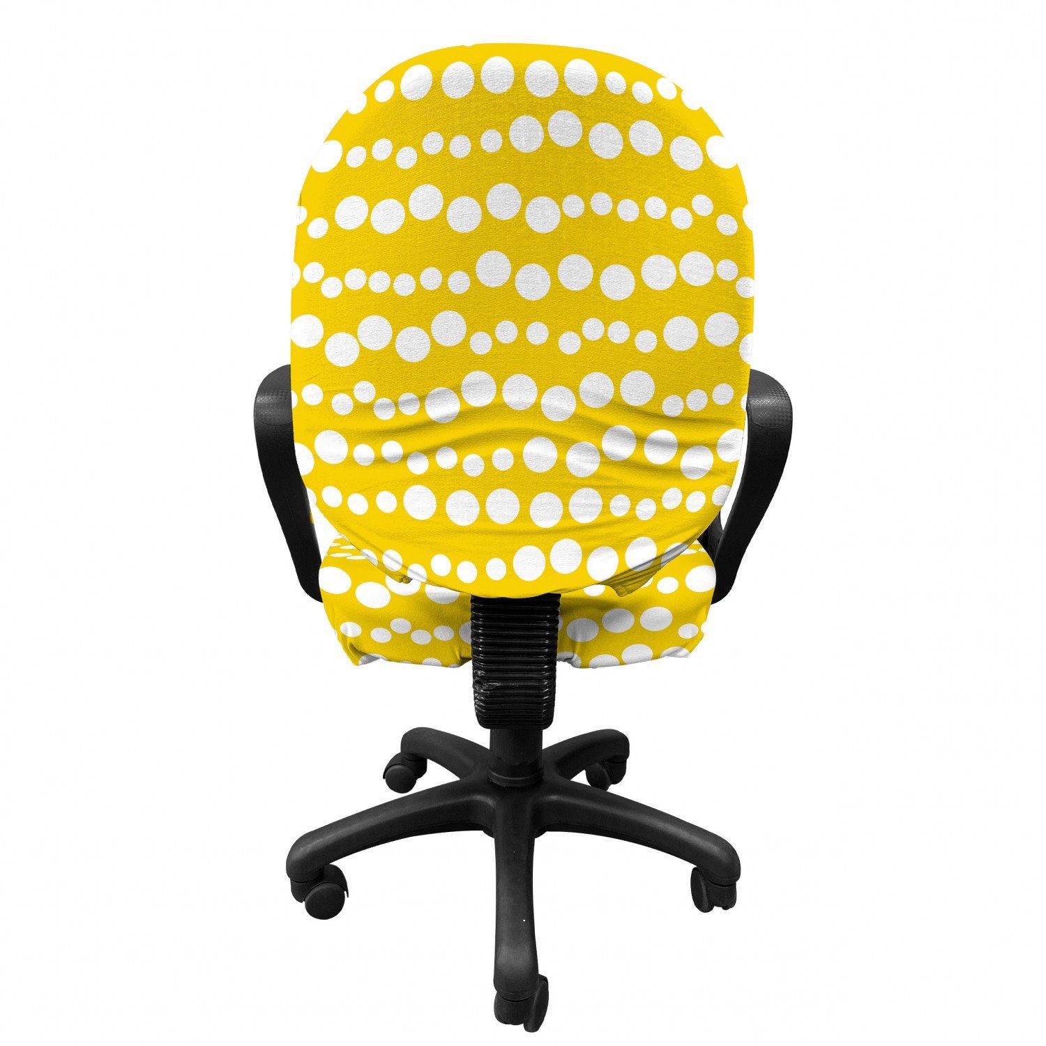 Kreise Gelb Stretchgewebe, Abakuhaus, Bürostuhlhusse aus Weiß Schutzhülle Doodle dekorative und
