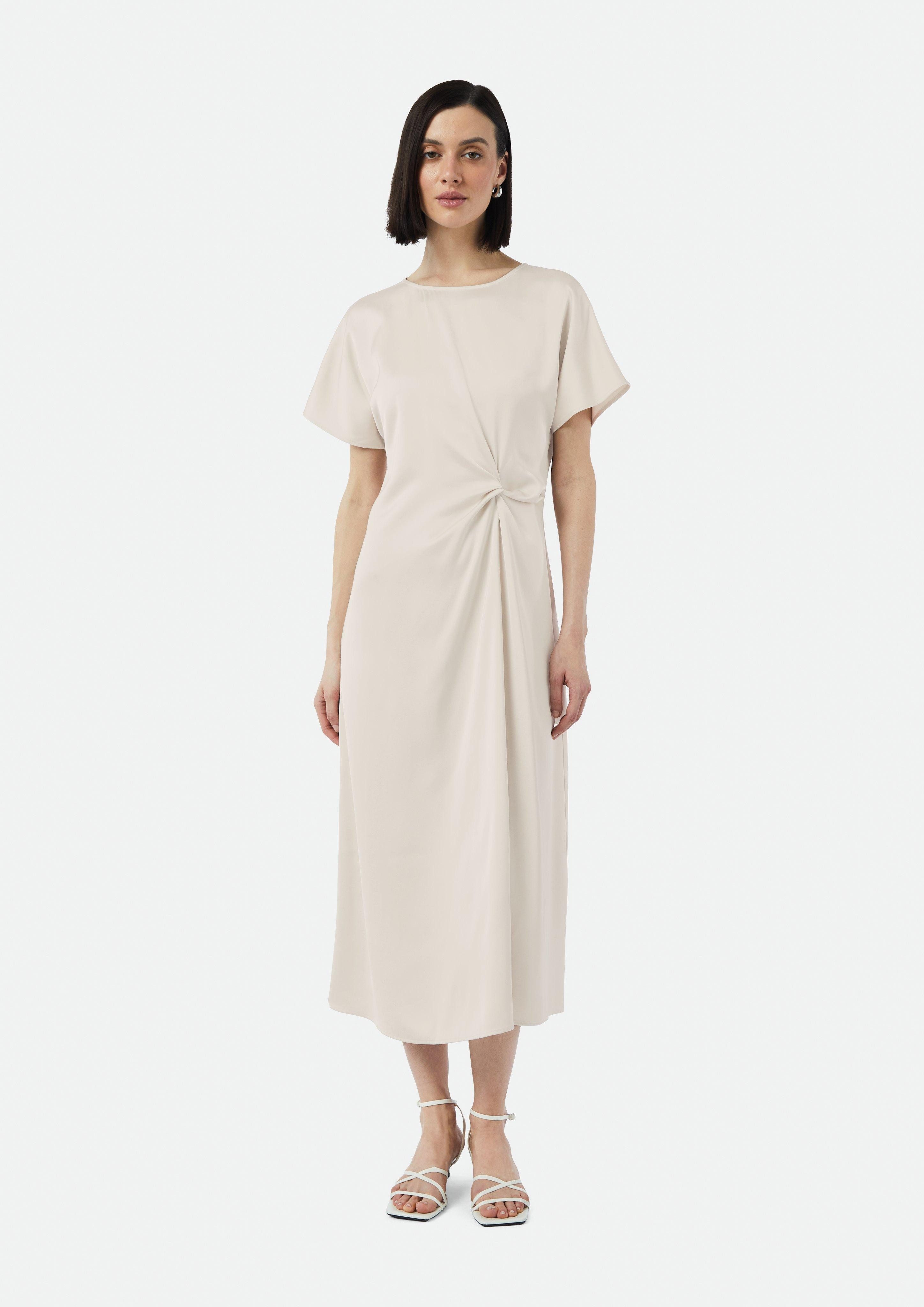 Comma Maxikleid Fließendes Satinkleid mit Knotendetail günstig online kaufen