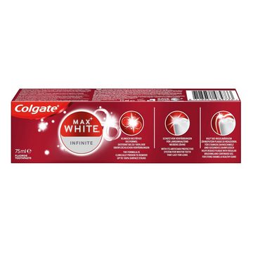 Colgate Zahnpasta Max White Infinite Zahnreinigungscreme 75ml für weissere Zähne, (6-St)