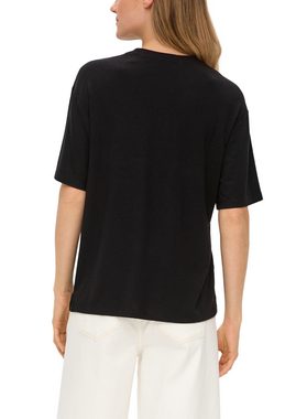 s.Oliver Kurzarmshirt T-Shirt aus Leinenmix mit Rippblende