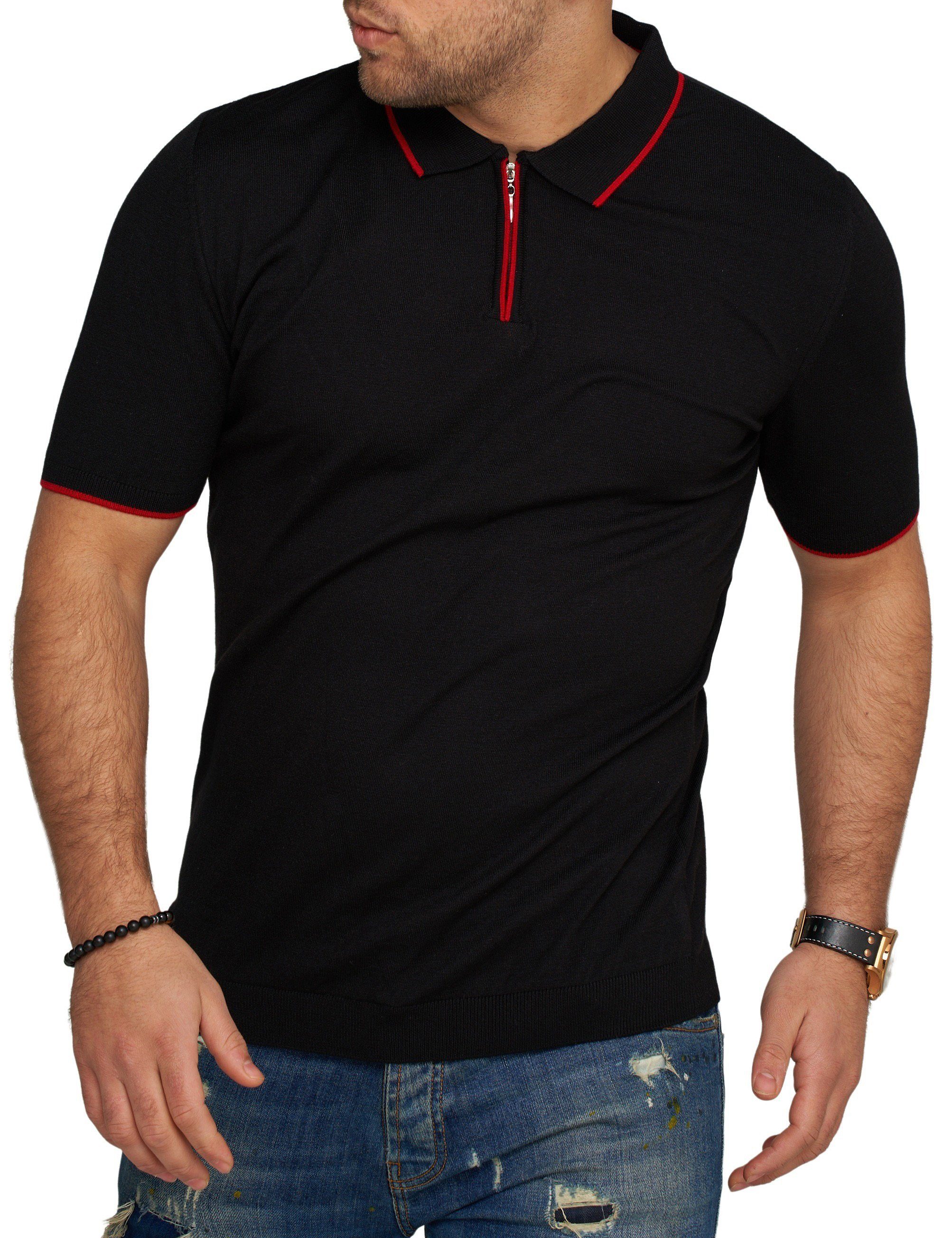 CARISMA Poloshirt CRRONDA Strick Kurzarm Stripe Polo T-Shirt Schwarz