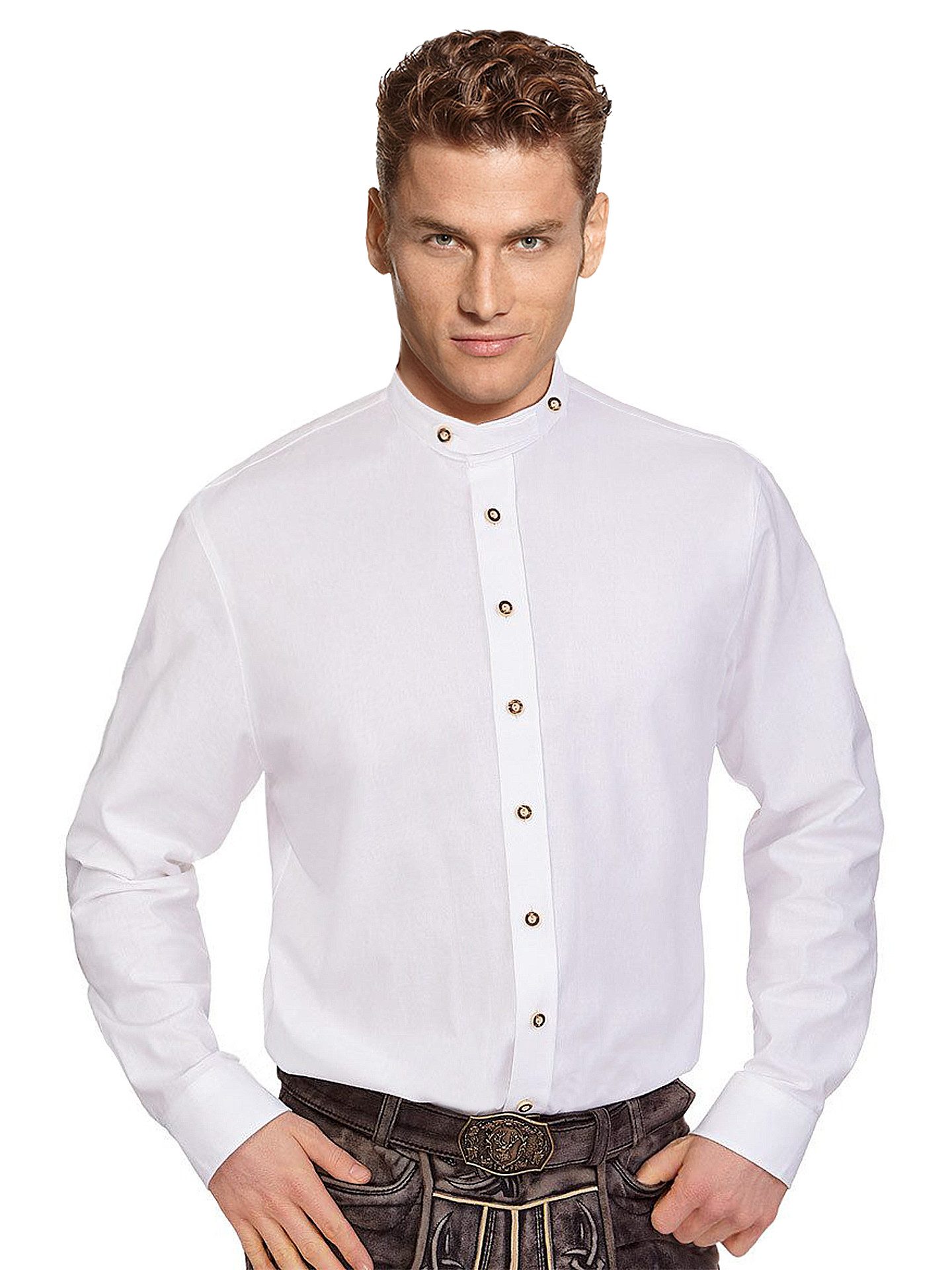 Moschen-Bayern Trachtenhemd Trachtenhemd SLIM FIT Herren Stehkragen Wiesn-Hemd Herrenhemd Weiß
