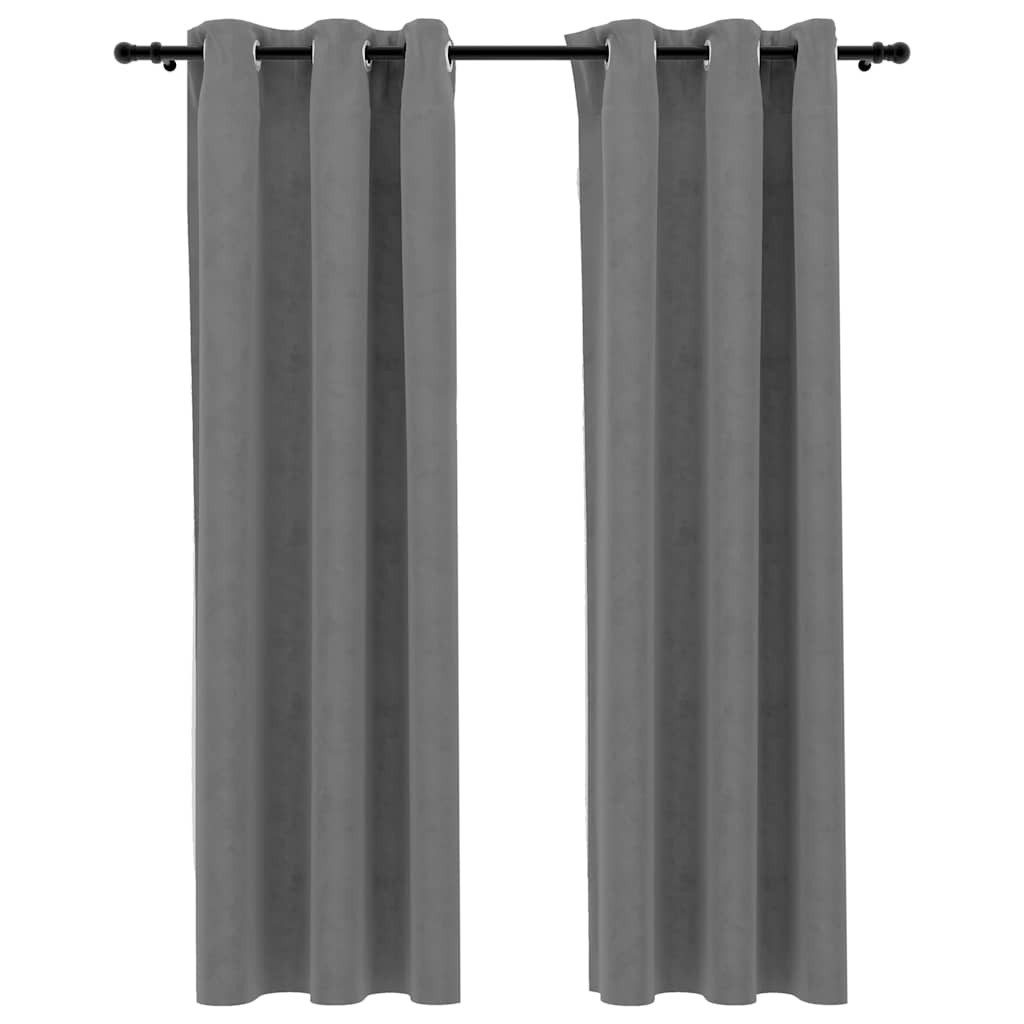 vidaXL Vorhang 134816 Blackout Curtains with Rings 2 pcs Grey 37"x63" Velvet (US onl (2 St)
