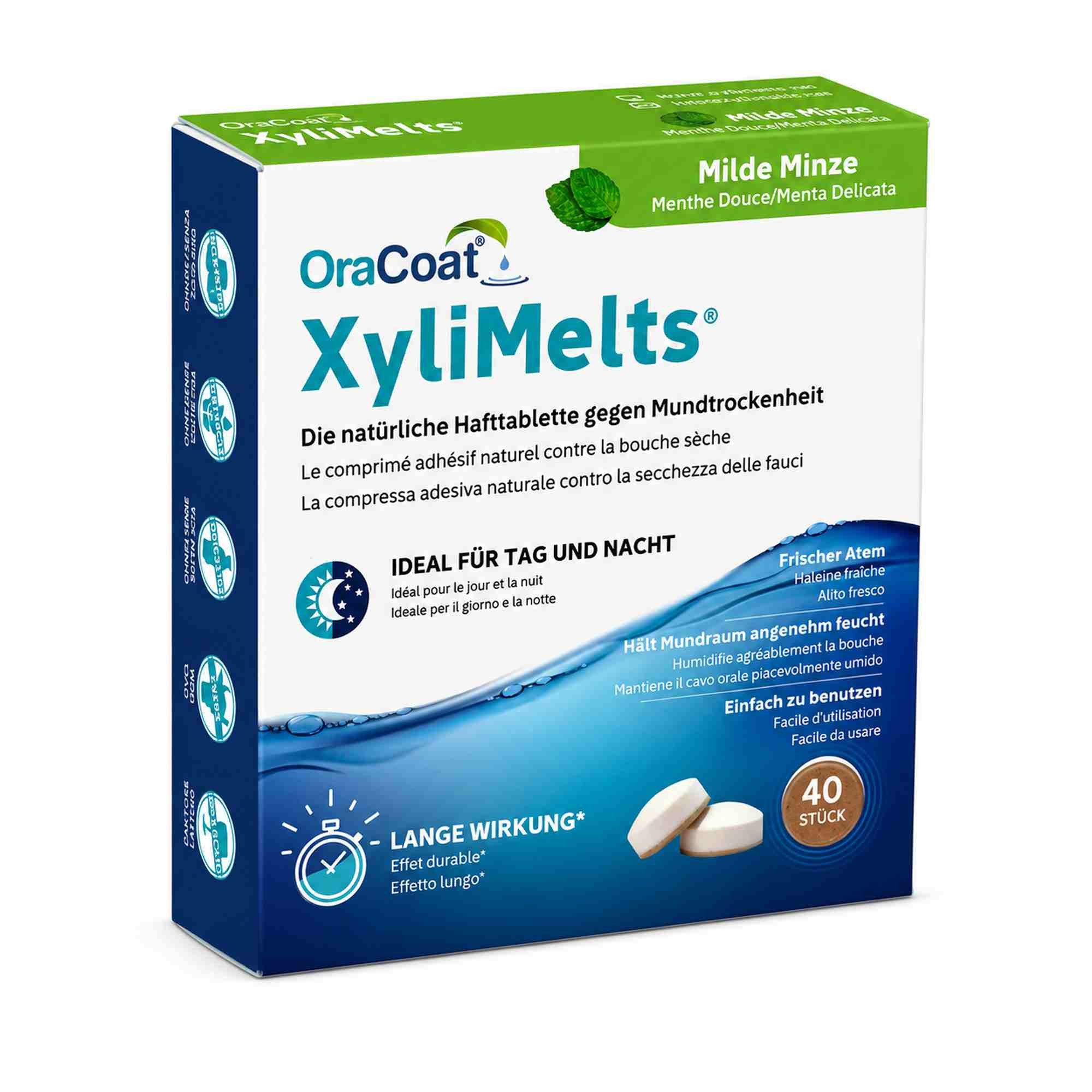 health.On Mundspray XYLIMELTS Hafttabletten milde Minze OraCoat 40 Stk.