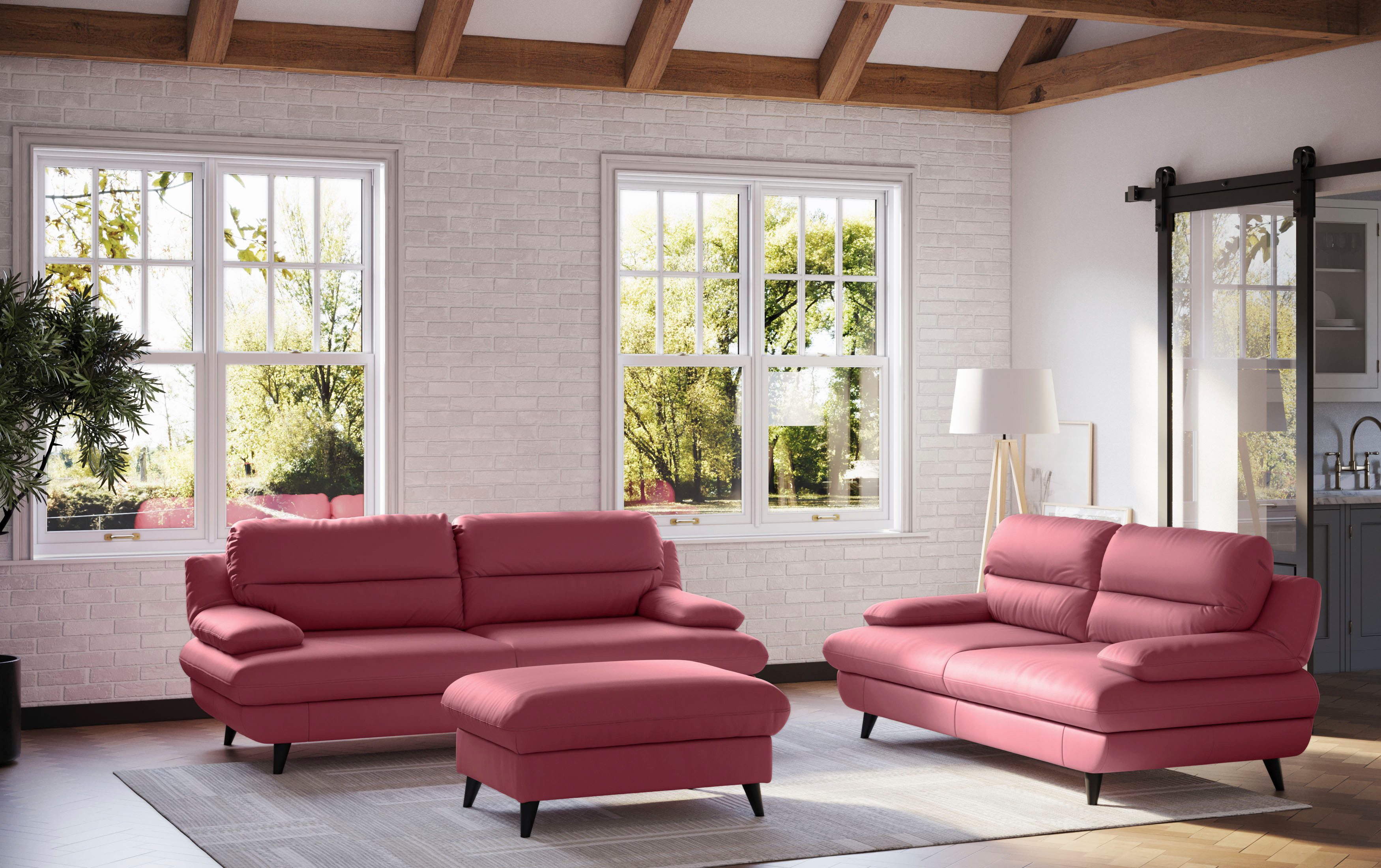 COTTA 2,5-Sitzer Pike, B: 198 cm, mit Metallfüße, wahlweise auch in Echtleder