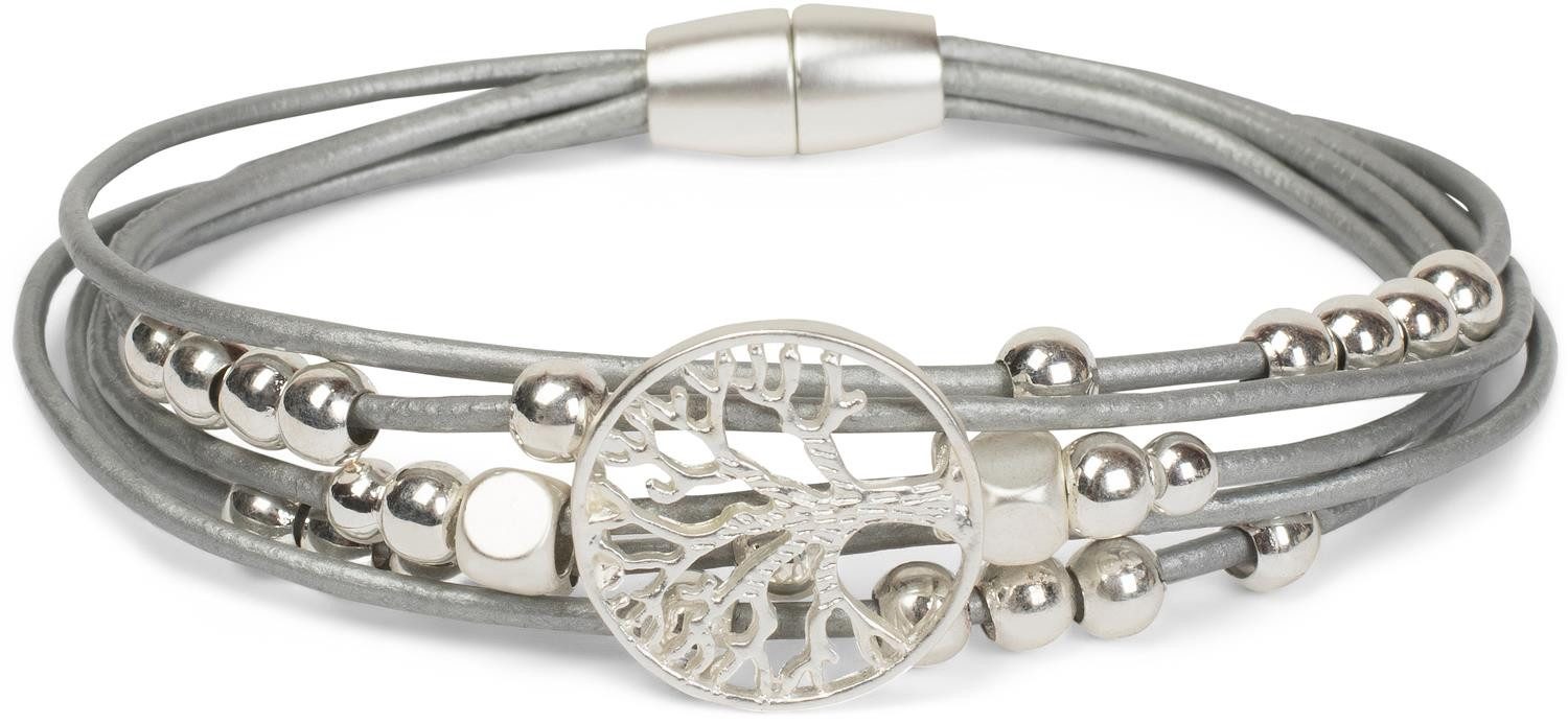 styleBREAKER Armband Armband mit Lebensbaum, Perlen und Bändern (1-tlg)