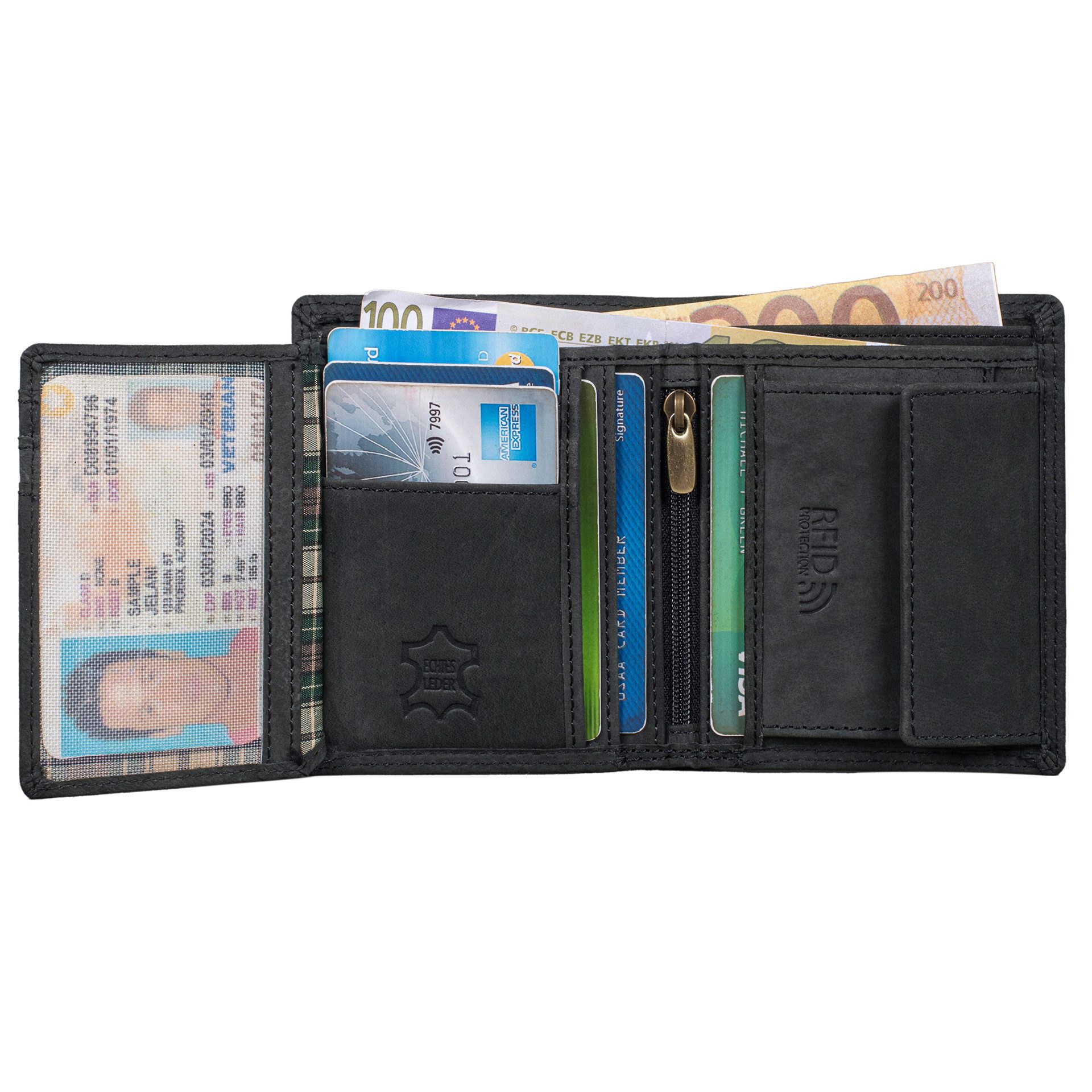 Benthill Geldbörse Herren Klein Echt-Leder Portemonnaie RFID Slim Gelbeutel Mini Börse, RFID-Schutz Kartenfächer Münzfach