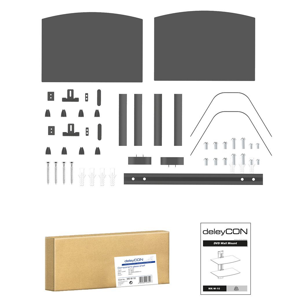 TV-Wandhalterung Glasregal DVD deleyCON Receiver Multimedia für Player deleyCON Blu-ray