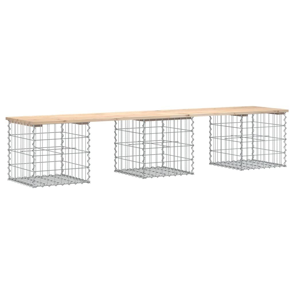 vidaXL Gartenbank Gartenbank aus Gabionen 203x44x42 cm Massivholz Kiefer (1-St)