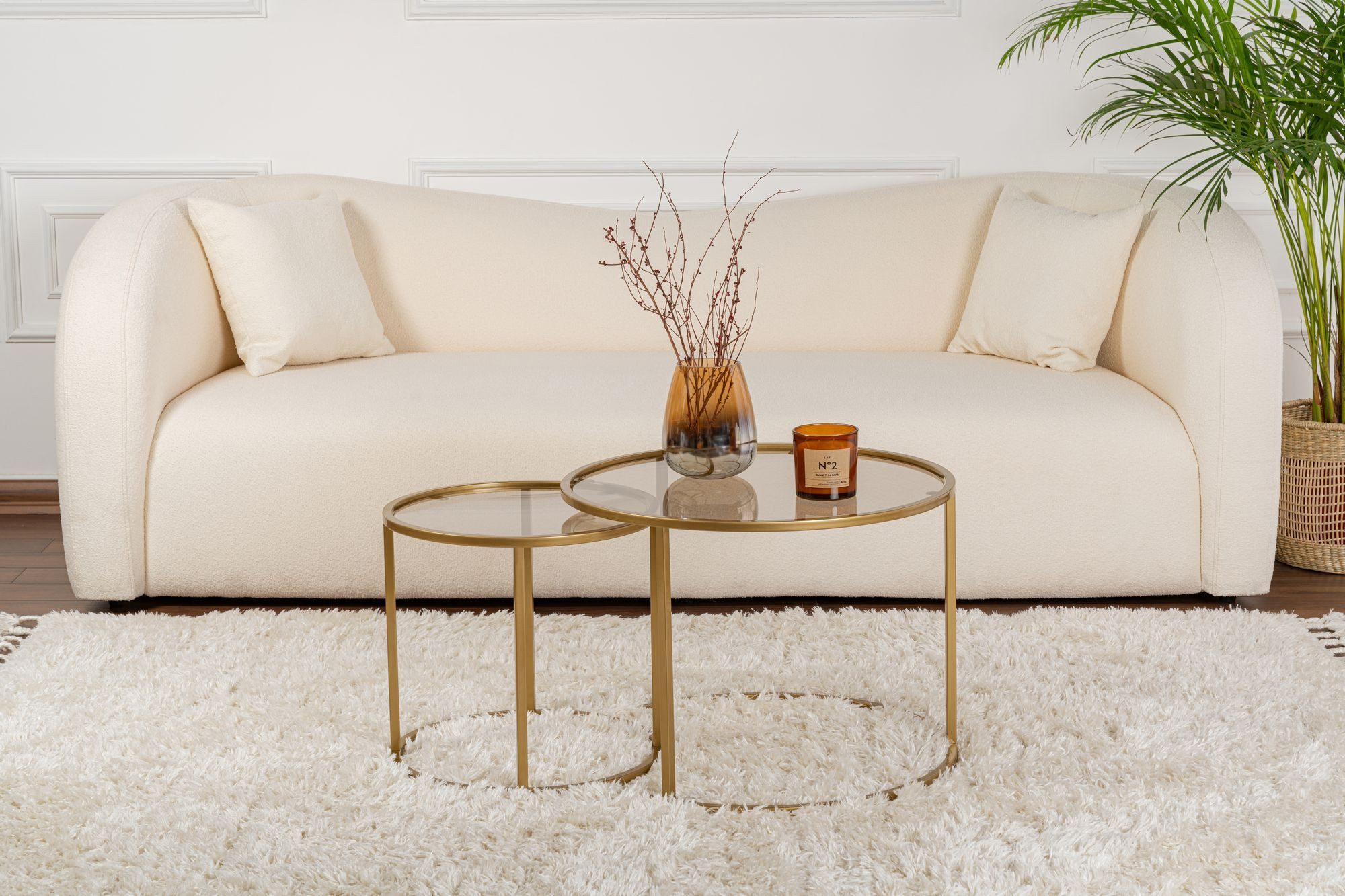 Skye Decor Couchtisch 100% TEMPERED GLASS & METAL, 60 cm - 42 cm (2 Pieces), 857NRD11 (Set, 2-St., 1x Großer Tisch (60x43x60) 1x Kleiner Tisch(42x39x42), Ineina – Bild 3 von 5