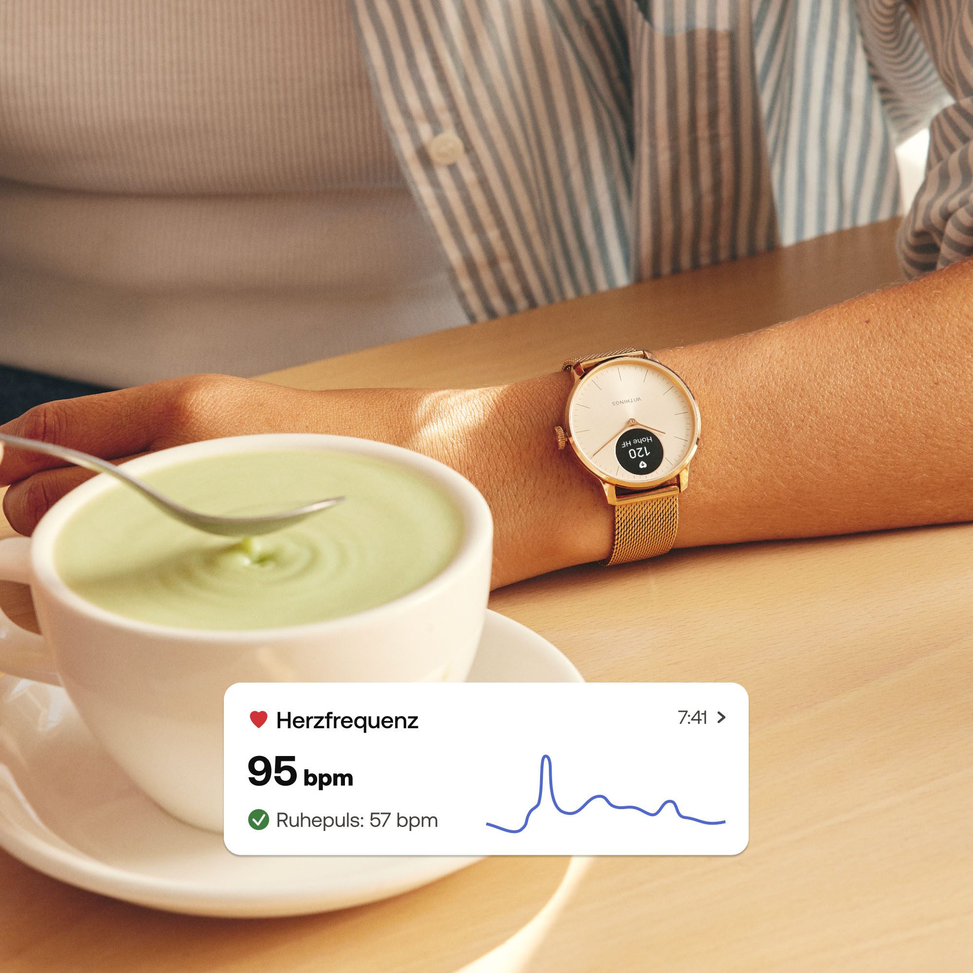 Withings ScanWatch Light 37mm RoseGold, Akku bis 35 Tage, 50 M Wasserdicht Smartwatch (0,63 Zoll), Leicht, elegant, langlebig, hybride, für tägliches Gesundheitstracking grau|weiß