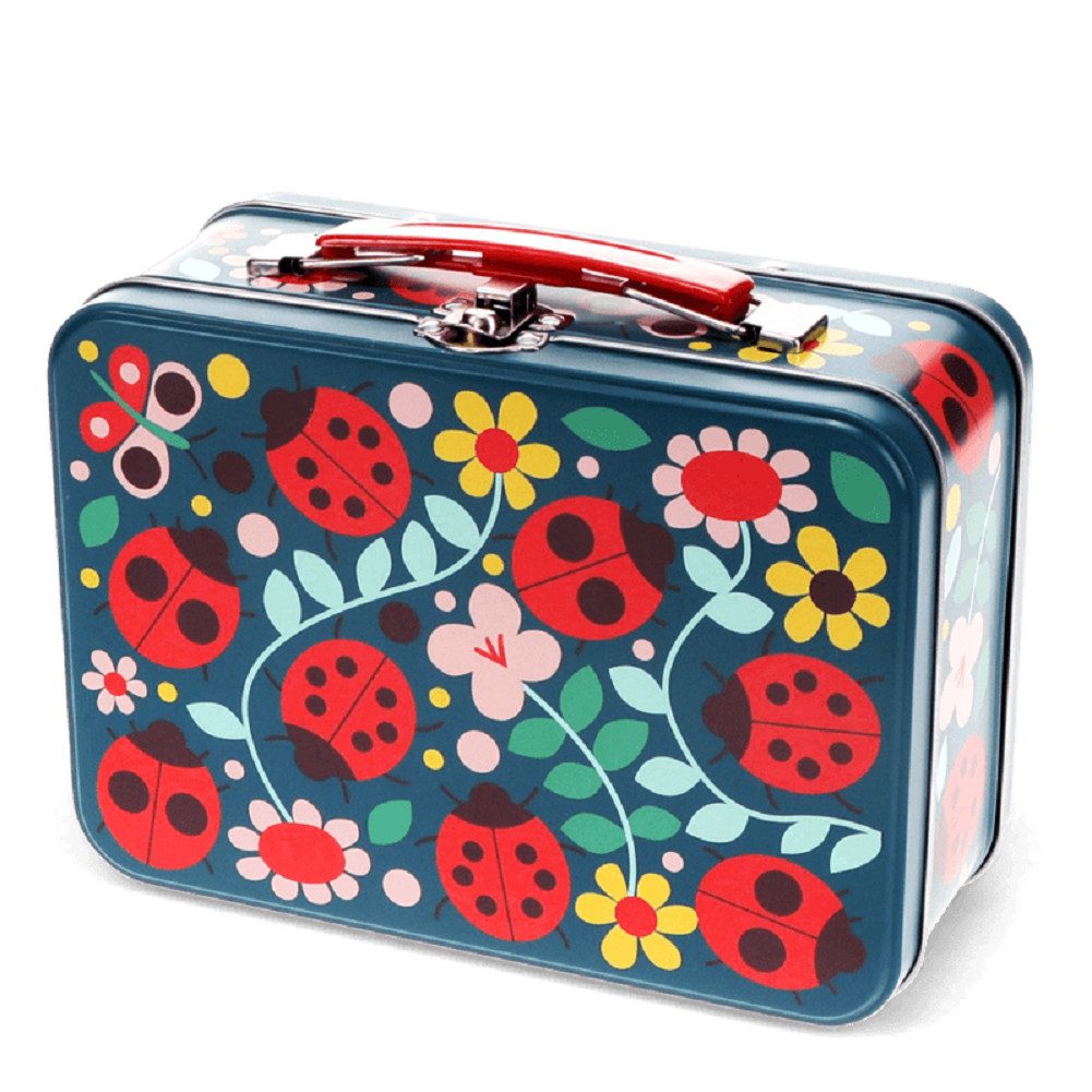 Rex London Aufbewahrungsdose Ladybird Metall Box Marienkäfer-Motiv ab 3 Jahre (ca. 19 x 8 x 13,5 cm, 1 St., inklusive Griff & Verschluss), perfekt zur Aufbewahrung im Kinder- oder Spielzimmer