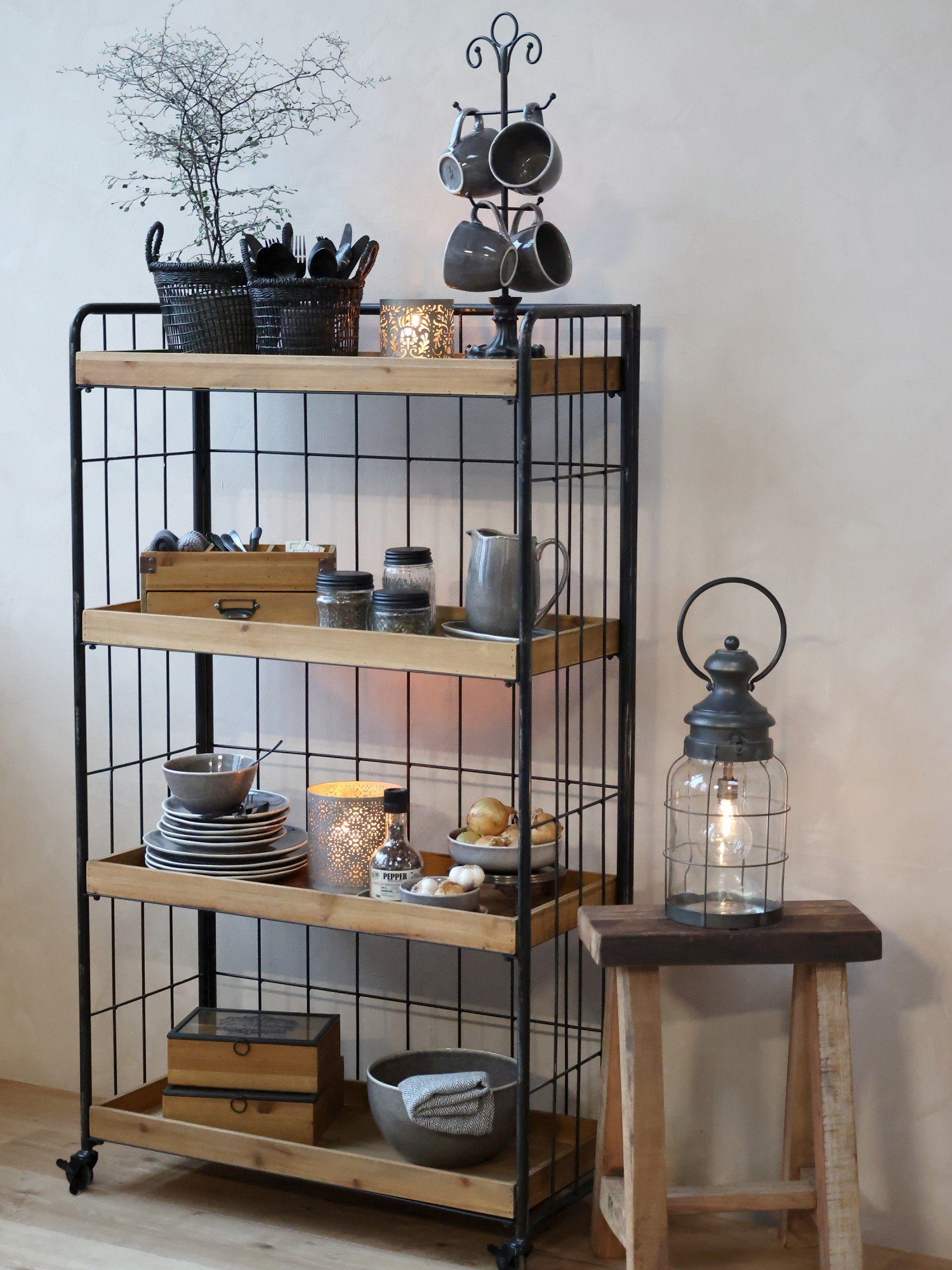 Chic Antique Standregal Regal auf Rädern günstig online kaufen