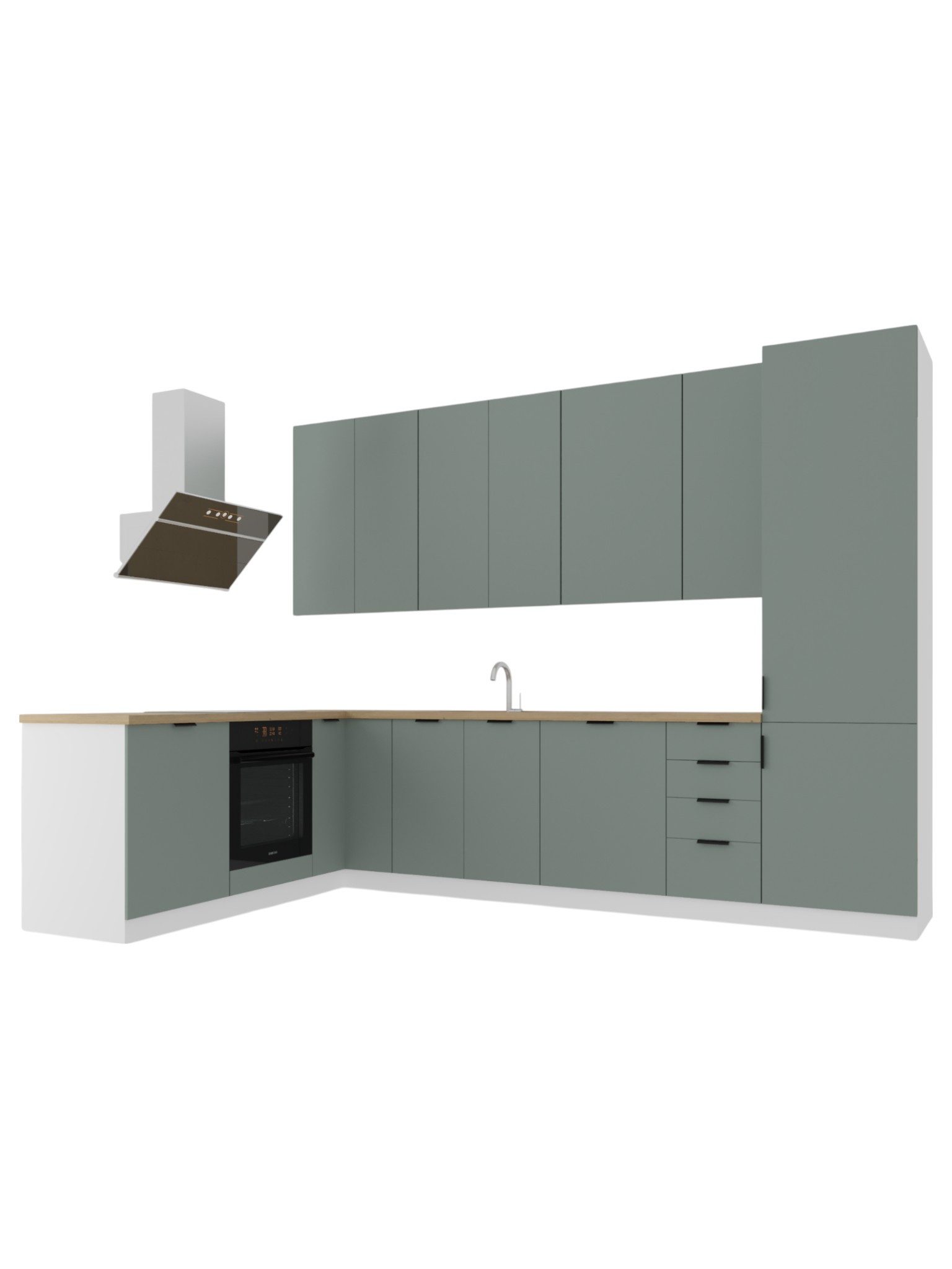 ROYAL24_MARKT Winkelküche K52-G330 - Sorento - Ergonomisches Design zum Kochen und Reinigen, (Komplett Set), Zeitlos - Exklusiv - Top Qualität.