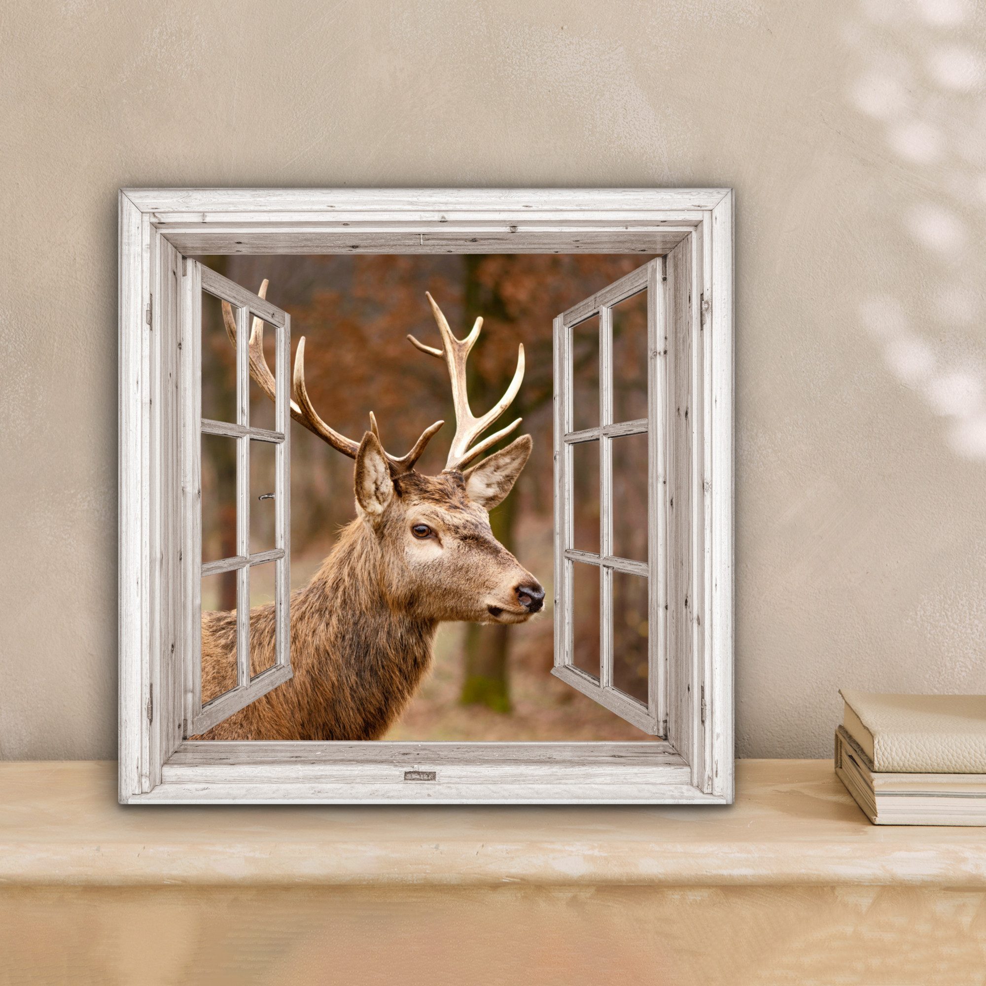 OneMillionCanvasses® Leinwandbild Hirsch - Tier - Wald - Herbst - Hirschkop günstig online kaufen