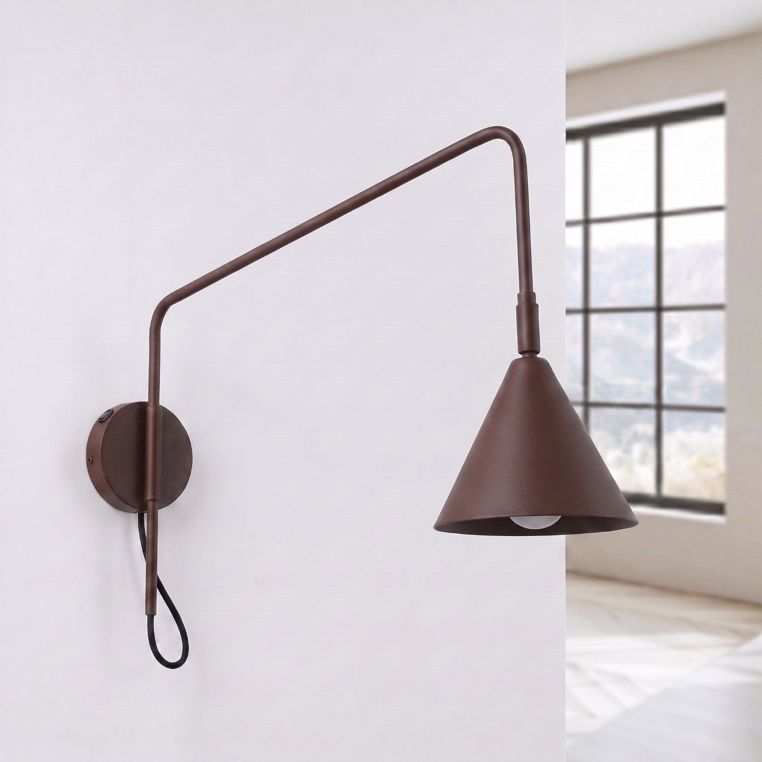 SOLLUX lighting Wandleuchte Wandleuchte NOX 1 braun mit Schalter, Nicht enthalten – Bild 2 von 5