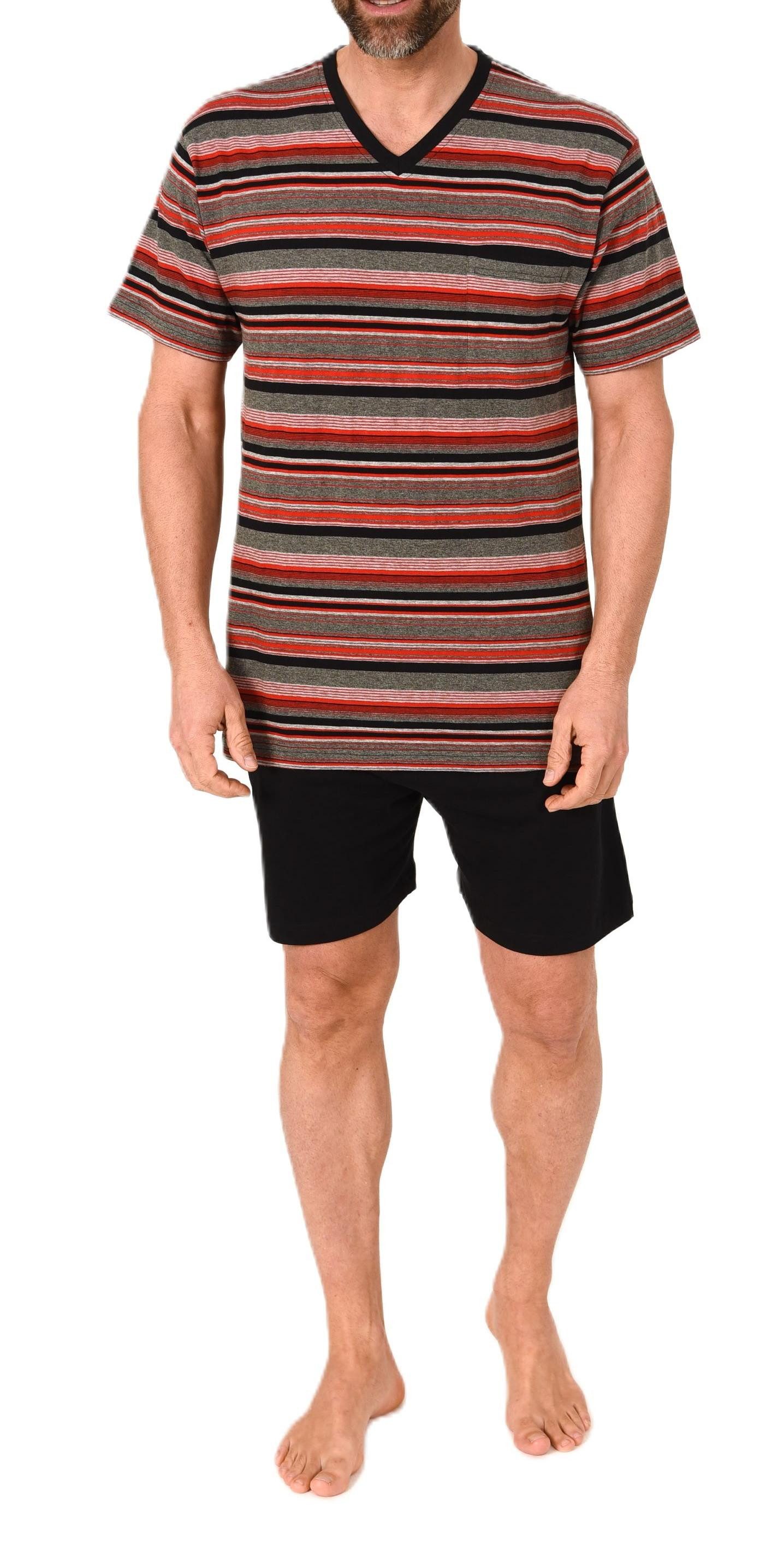 Pyjama Normann Herren Schlafanzug kurzarm Shorty Pyjama in Streifenoptik