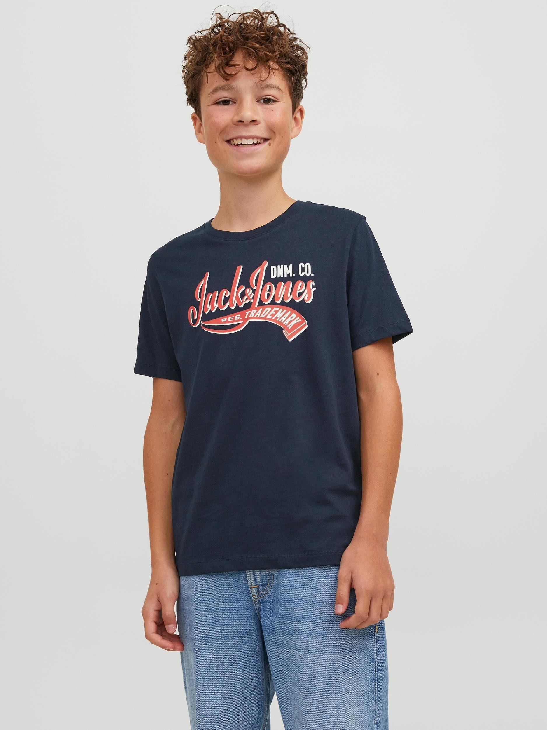 Jack & Jones Junior Rundhalsshirt JJELOGO TEE SS NECK 2 COL AW23 NOOS JNR navy blazer | 