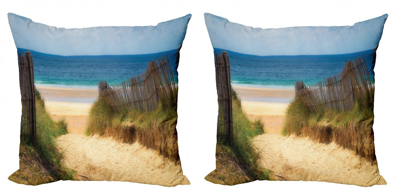 Kissenbezüge Modern Accent Sea Pathway Doppelseitiger (2 Stück), Strand Abakuhaus Sand Digitaldruck, Strandhafer