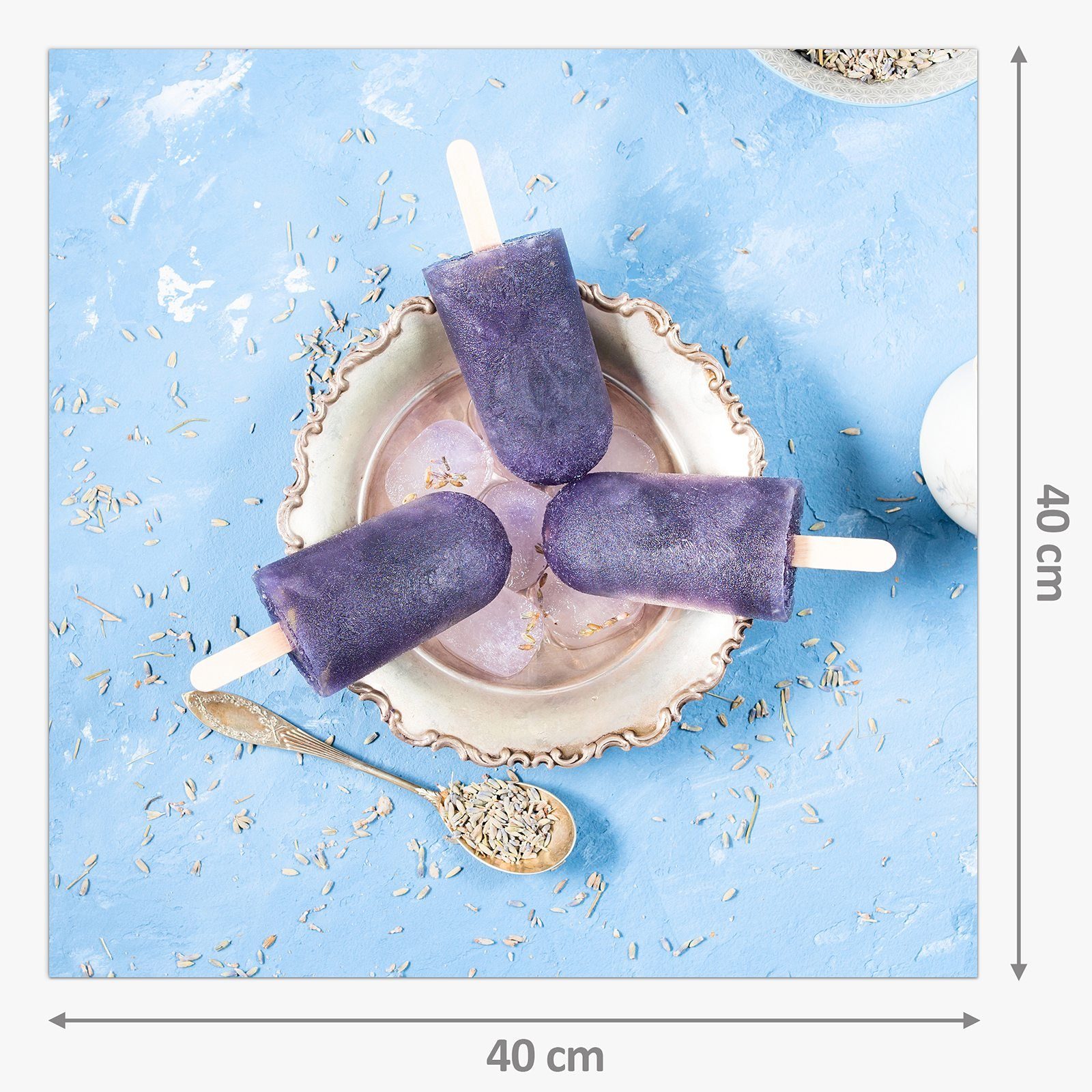 Eis Stiel am mit Küchenrückwand Primedeco Motiv Lavendel Küchenrückwand Spritzschutz Glas
