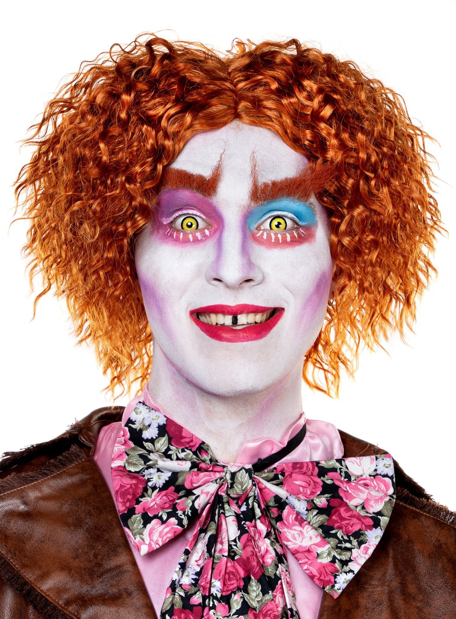 Metamorph Kostüm-Perücke Mad Hatter - Verrückter Hutmacher Fasching Perücke, Perücke und Augenbrauen des verrückten Hutmachers