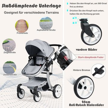 COSTWAY Kombi-Kinderwagen, 2 in 1 Kinderbuggy Set, bis 25kg