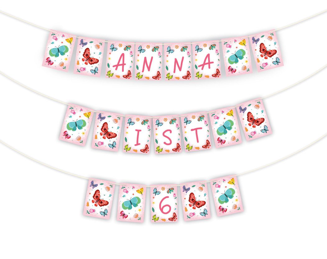 JUNAPACK Papierdekoration Party Set Deko Geburtstag Konfetti Girlande Tischset Schmetterling, Konfetti Girlande Tischset Schmetterling