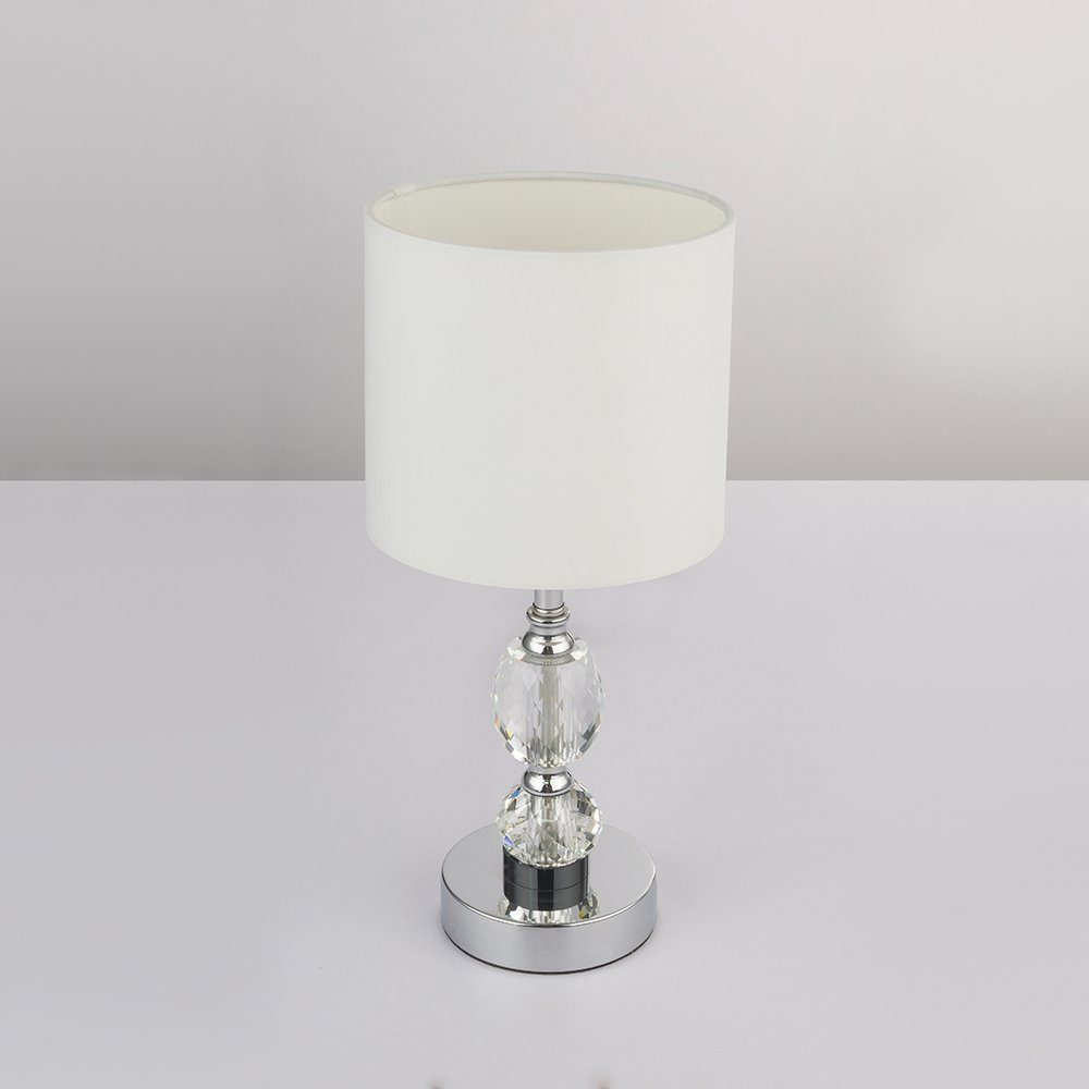 Chrom Tisch inklusive, Lampe etc-shop Weiß Schreib nicht Schlaf Tischleuchte, Kristall Leuchtmittel Textil Leuchte Glas
