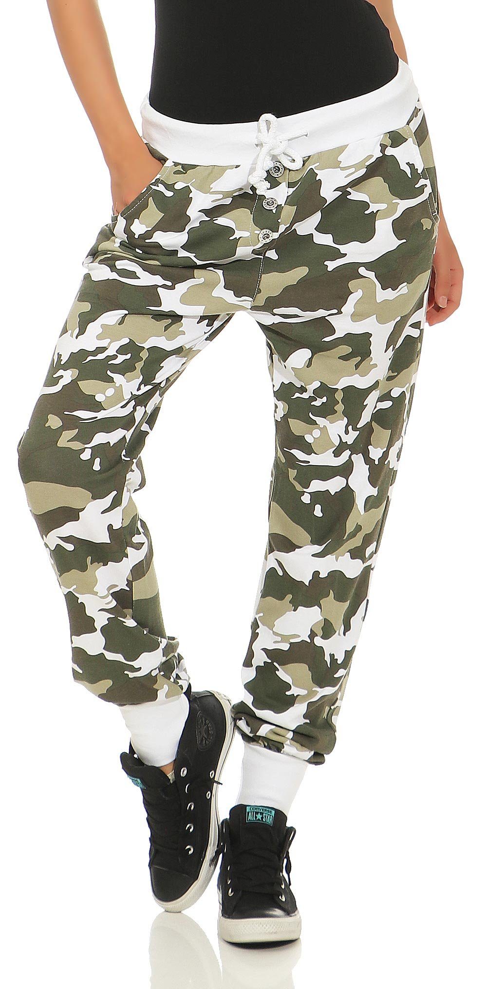 malito more than fashion Jogginghose 8019 Sweathose im Camouflage Look weiß