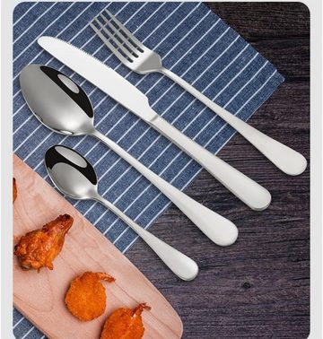 PFCTART Besteck-Set Luxuriöses Edelstahl-Besteckset 24-teiliges Steakmesser-Geschenkset, Rostfreier Stahl Silber