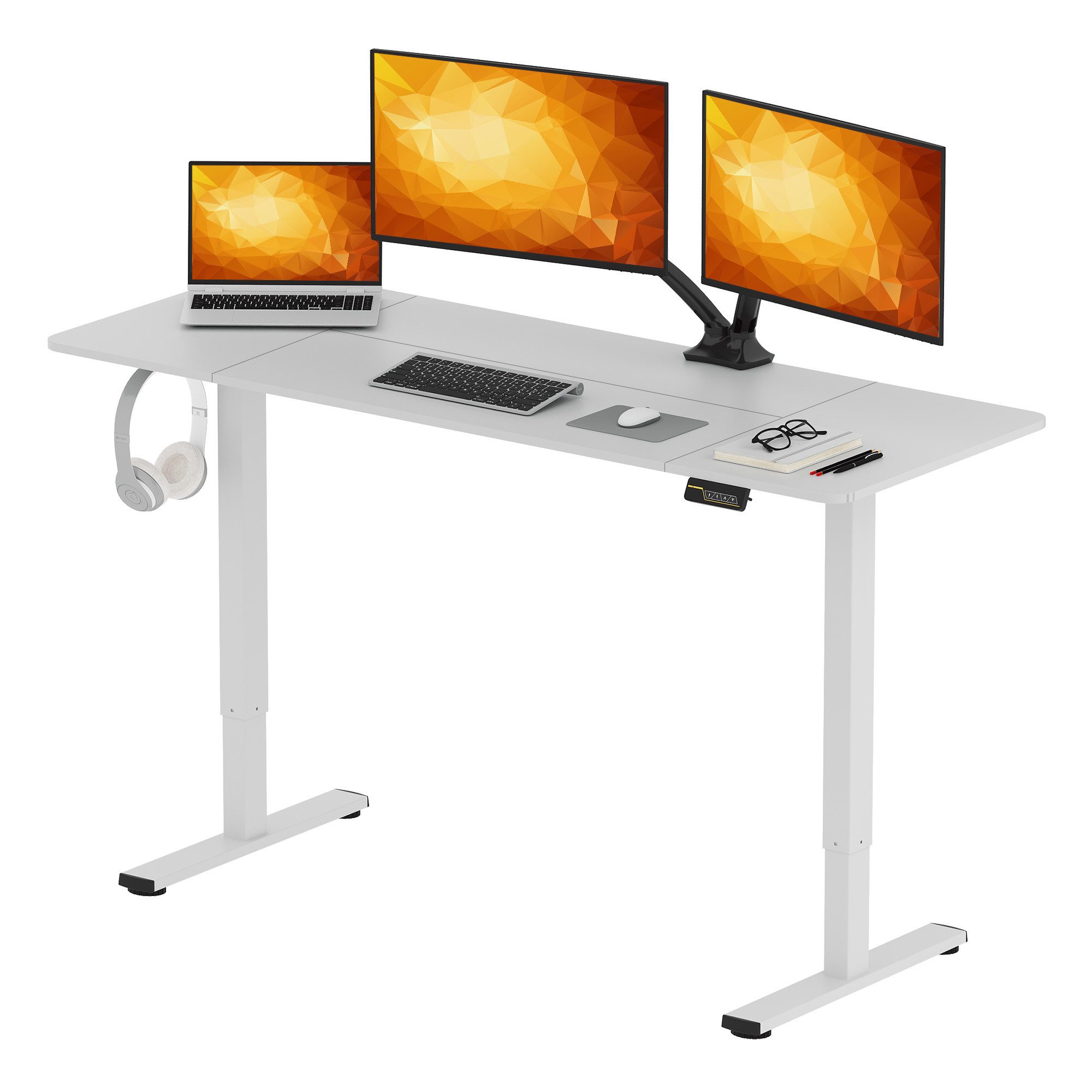 SANODESK Schreibtisch Elektrisch höhenverstellbarer Schreibtisch (inkl. vielseitigem Zubehör, 2-Fach-Teleskop mit Memory-Steuerung & Anti-kollisionssystem), schnelle Montage, verschiedene Größen zur Auswahl