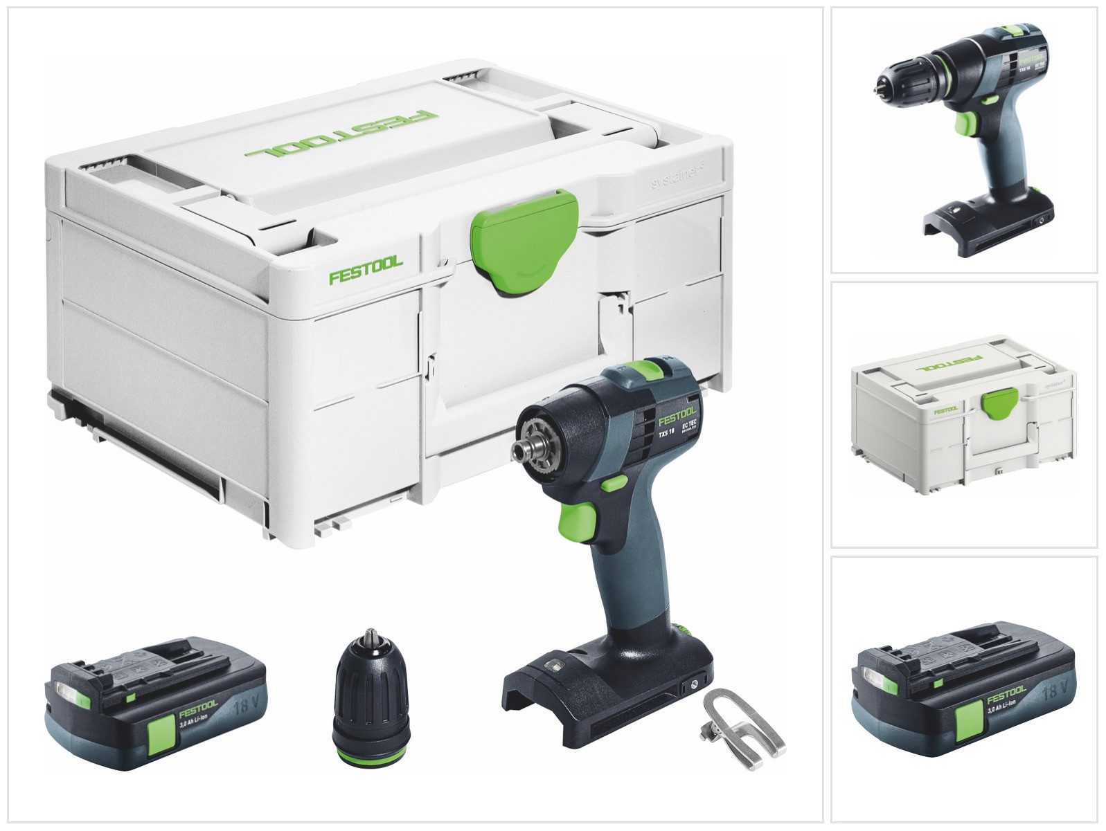 FESTOOL Akku-Schrauber TXS 18-Basic Akku Bohrschrauber 18 V 40 Nm Brushless + 1x Akku 3,0 Ah