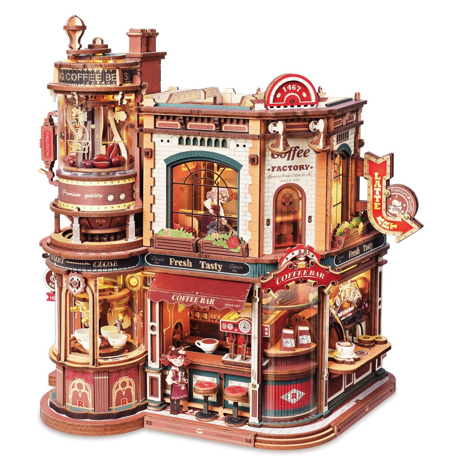 ROKR 3D-Puzzle Dream Coffee Factory, 593 Puzzleteile