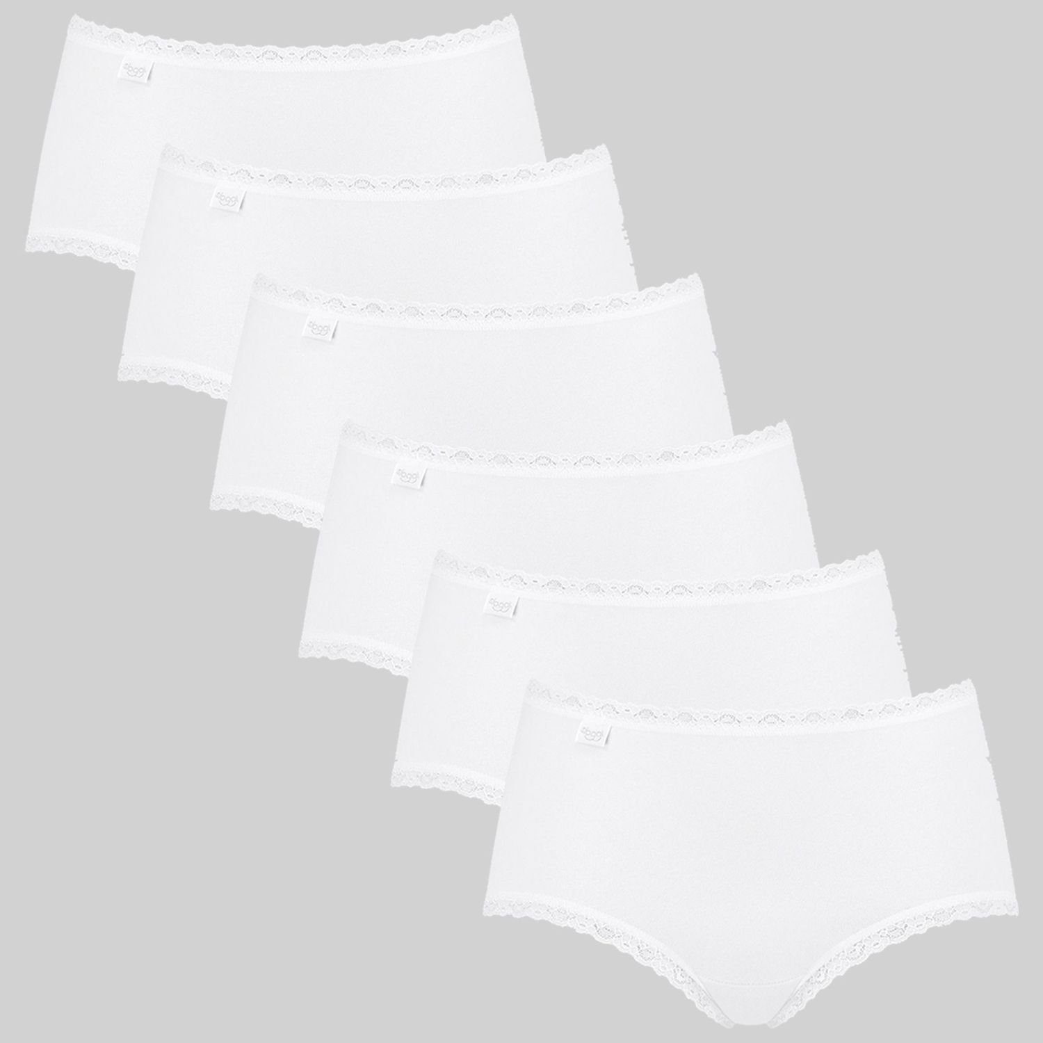 Sloggi Midislip 24/7 Cotton Lace (3-St) mit feiner Spitzenborte, weich und anschmiegsam 6 x weiß