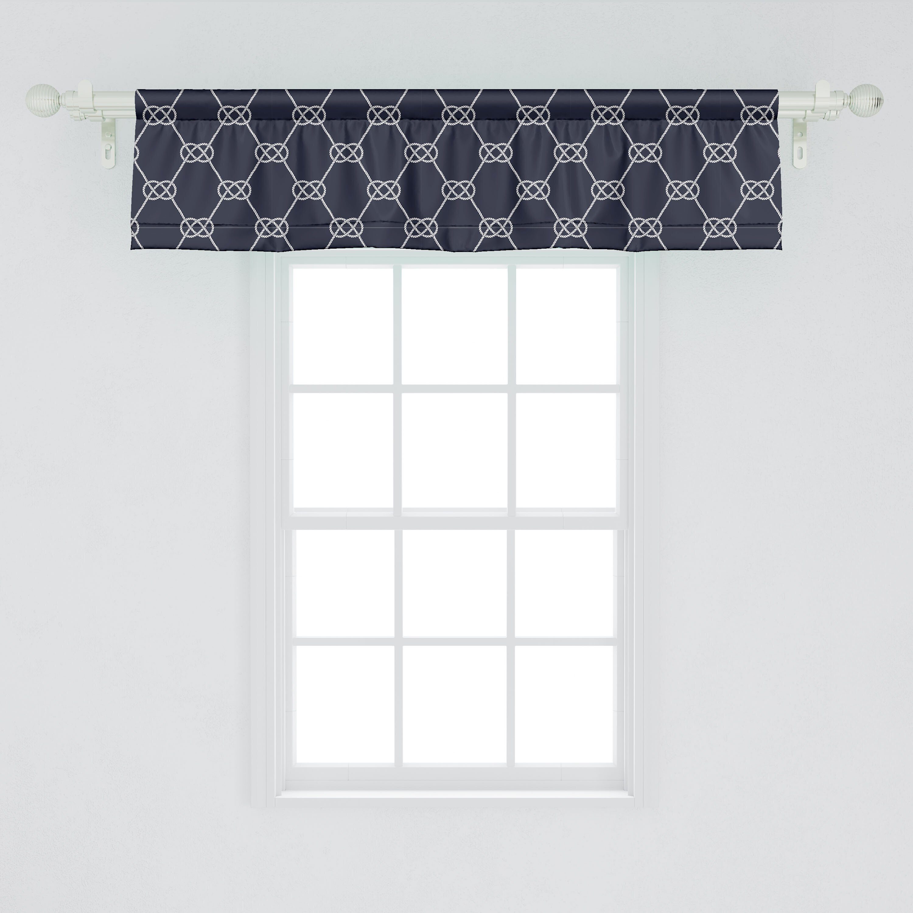 Scheibengardine Vorhang Volant für Küche Knot Navy Dekor Schlafzimmer mit Navy blau Inspired Abakuhaus, Stangentasche, Microfaser