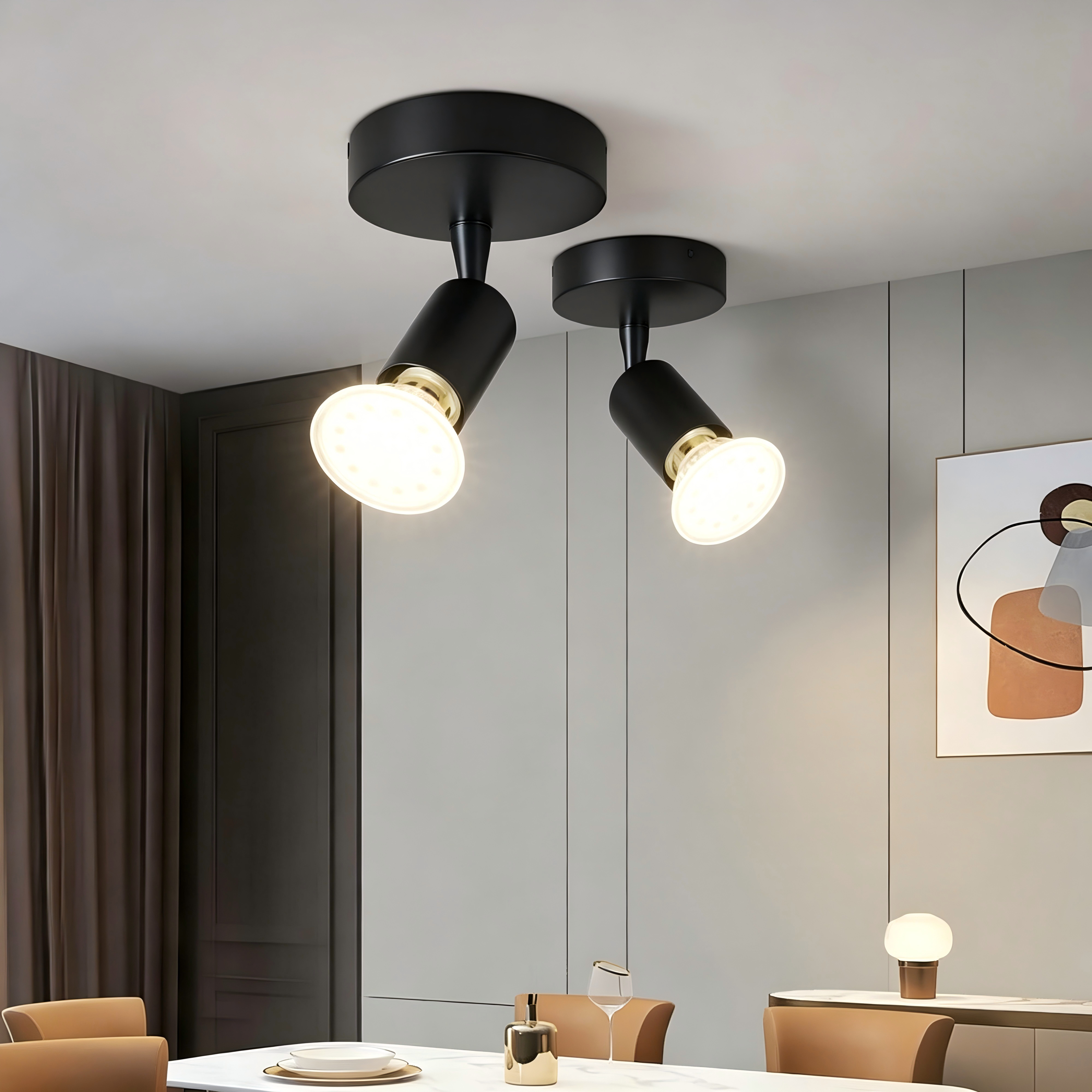 ZMH Deckenleuchte GU10 Deckenspot 1-flammig Metall Modern schwenkbar für Flur, ohne Leuchtmittel, kompakt, vielseitig, 7,7×7,7×10,5cm, 90° neigbar, Einfache Installtion