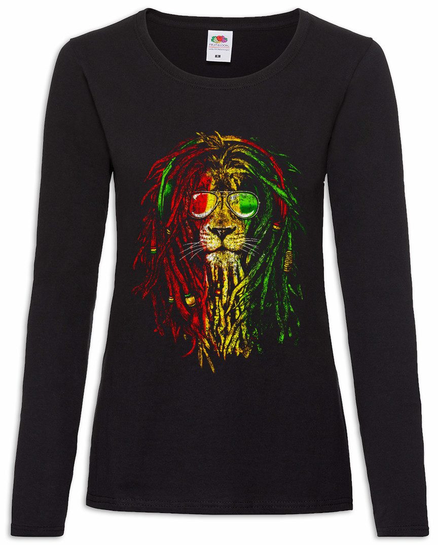 Langarmshirt Zion Lion I Damen Langarmshirt Haile Jah Selassie Reggae Löwe Marley