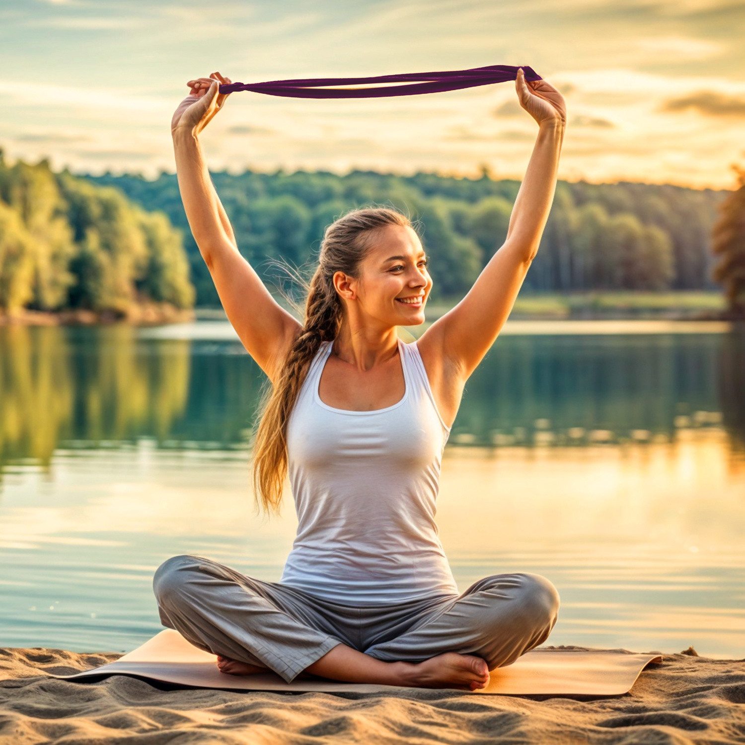 Body & Mind Yogagurt Body & Mind Yogagurt – Baumwolle Yoga Band mit D-Ring für Dehnung, Yoga-Band mit D-Ring-Verschluss