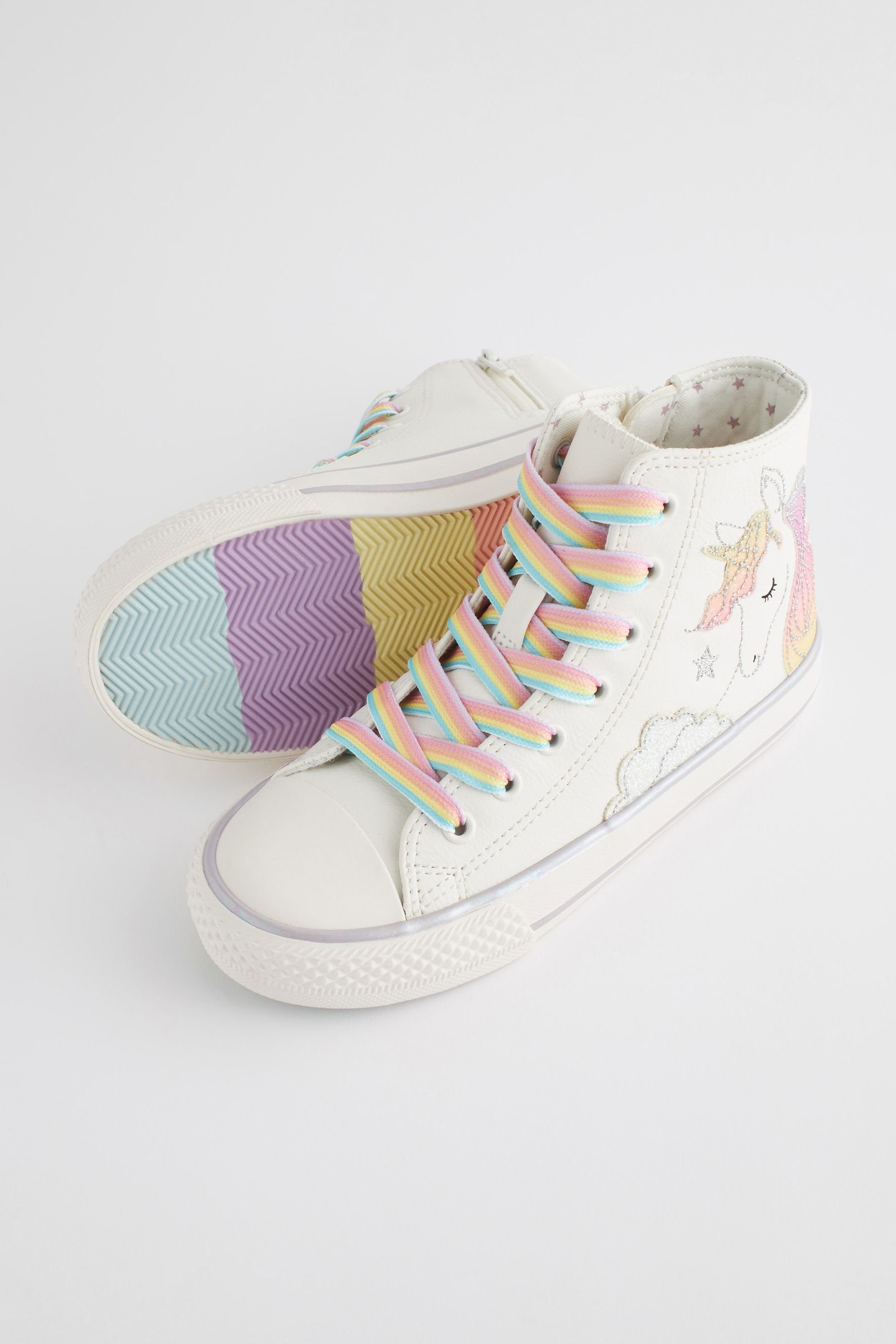 Next Knöchelhoher Sneaker White Sneaker (1-tlg) Unicorn Rainbow