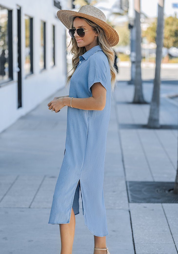 Cupshe Strandkleid Lässiger Jeansrock mit Seitentaschen
