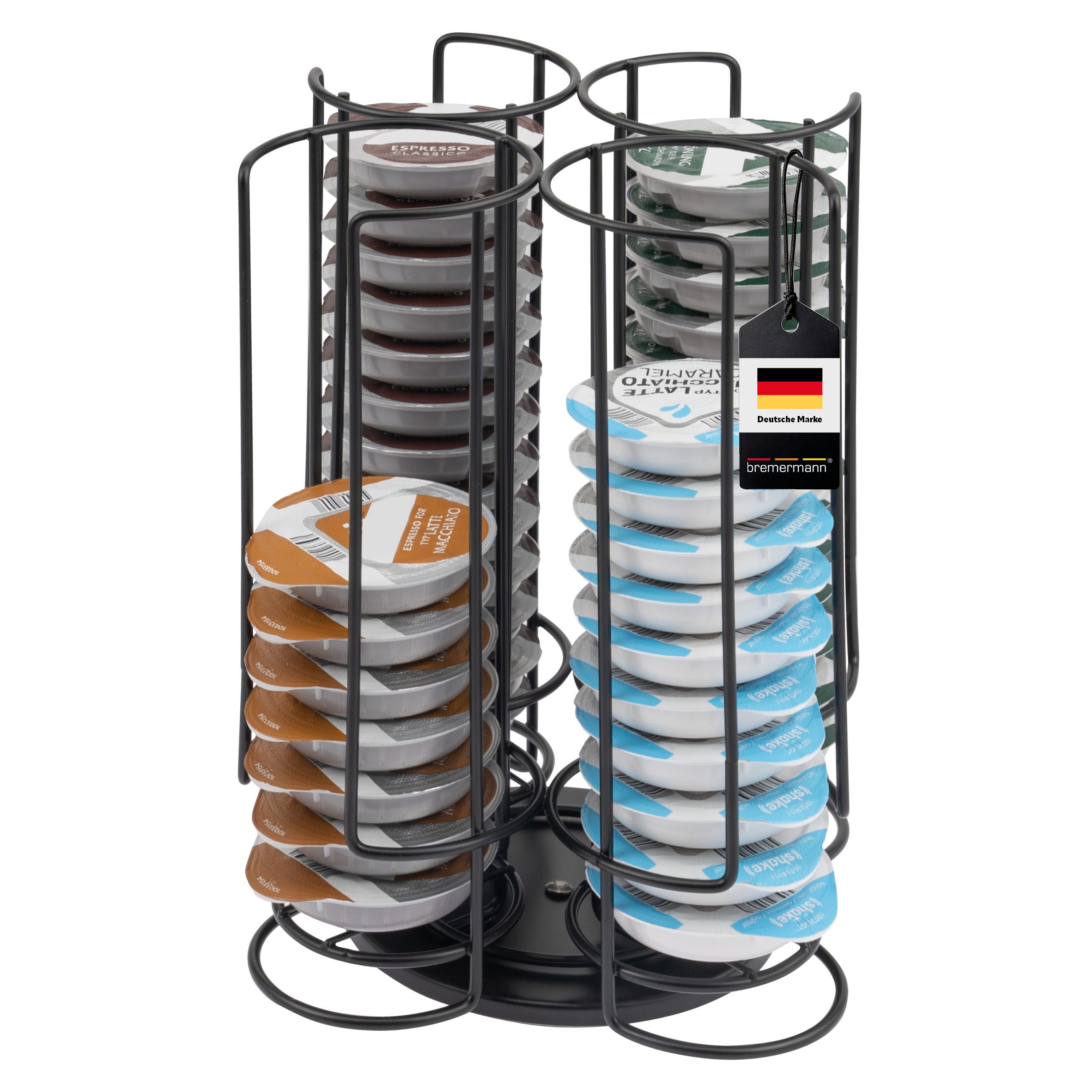 bremermann Kapselspender Kapselständer drehbar für 56 TASSIMO Kapseln, Kapselspender schwarz