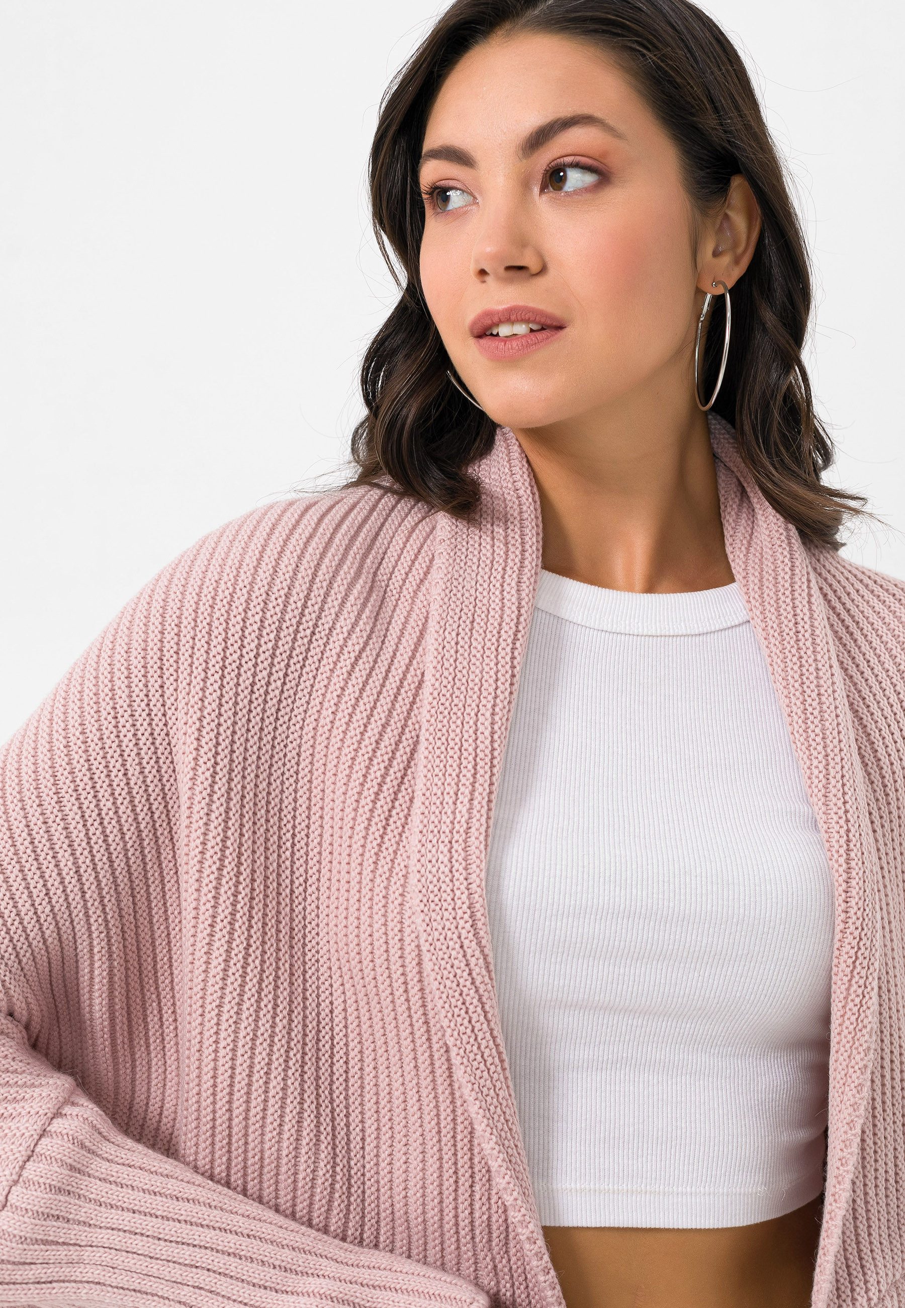 Felix Hardy Strickjacke Langärmelige Strickjacke aus Wollmischung mit Fledermausärmeln