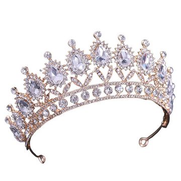 Dekorative Diadem Brautkrone Strass Kopfbedeckung, funkelnde Strass Tiara (1-tlg), Verstellbare Tiara für Braut Brautjungfer Prinzessin Kostüm