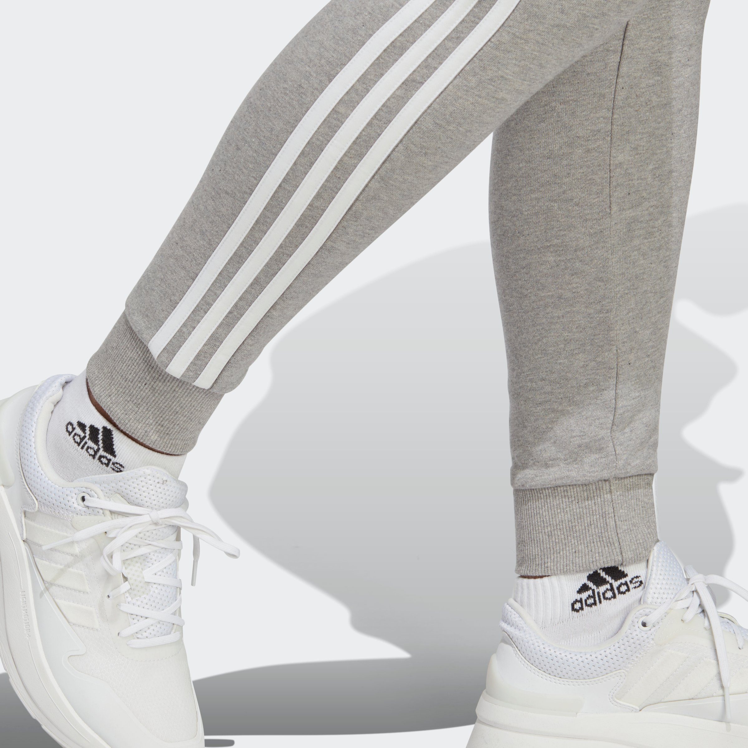 FRENCH Jogginghose 3STREIFEN TERRY HOSE Sportswear Heather ESSENTIALS / White adidas CUFFED Grey Medium (1-tlg)