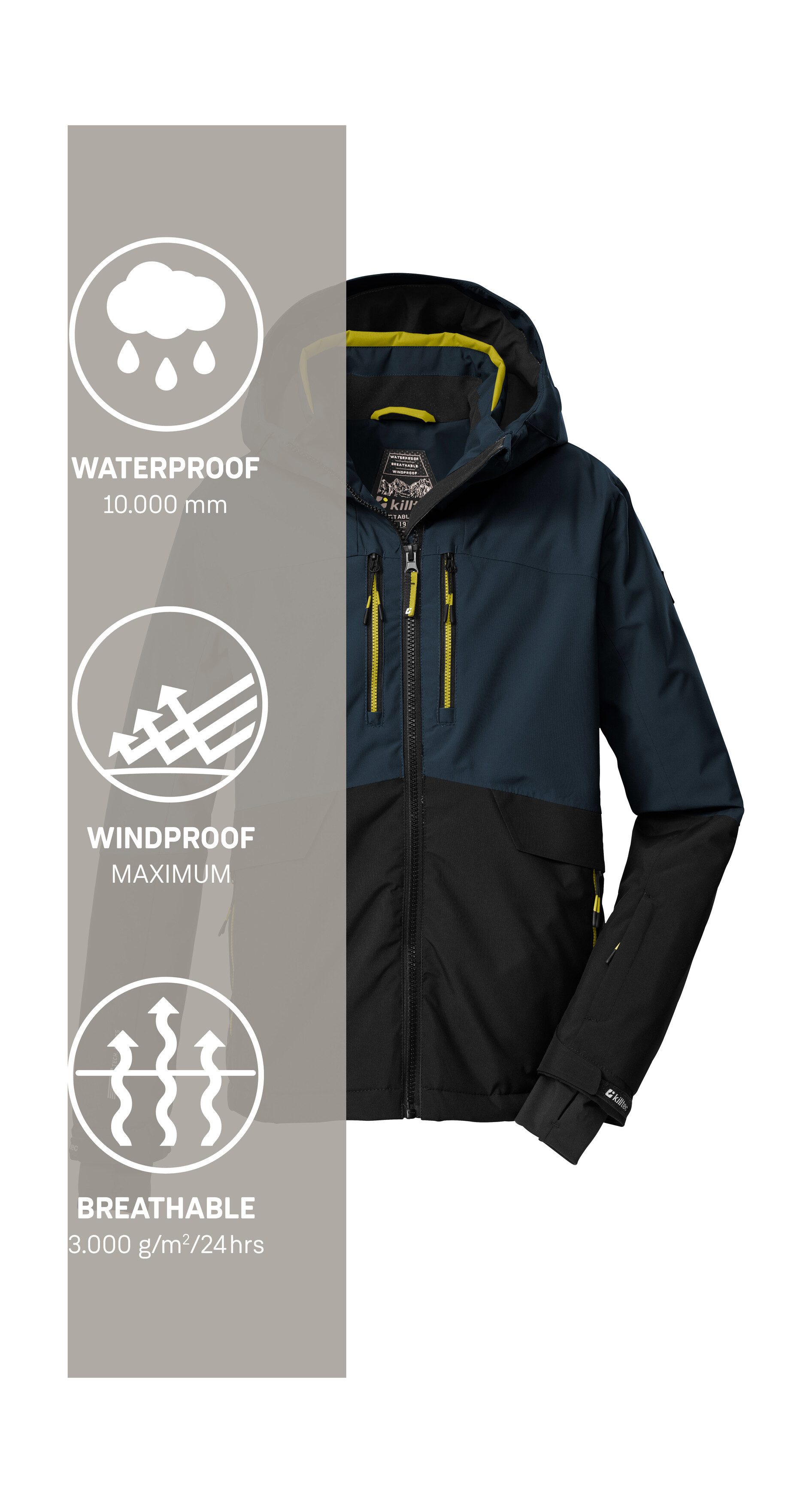 Killtec Skijacke KSW 201 BYS SKI JCKT Stylische, wasser- und winddichte Skijacke mit reflektierenden Details